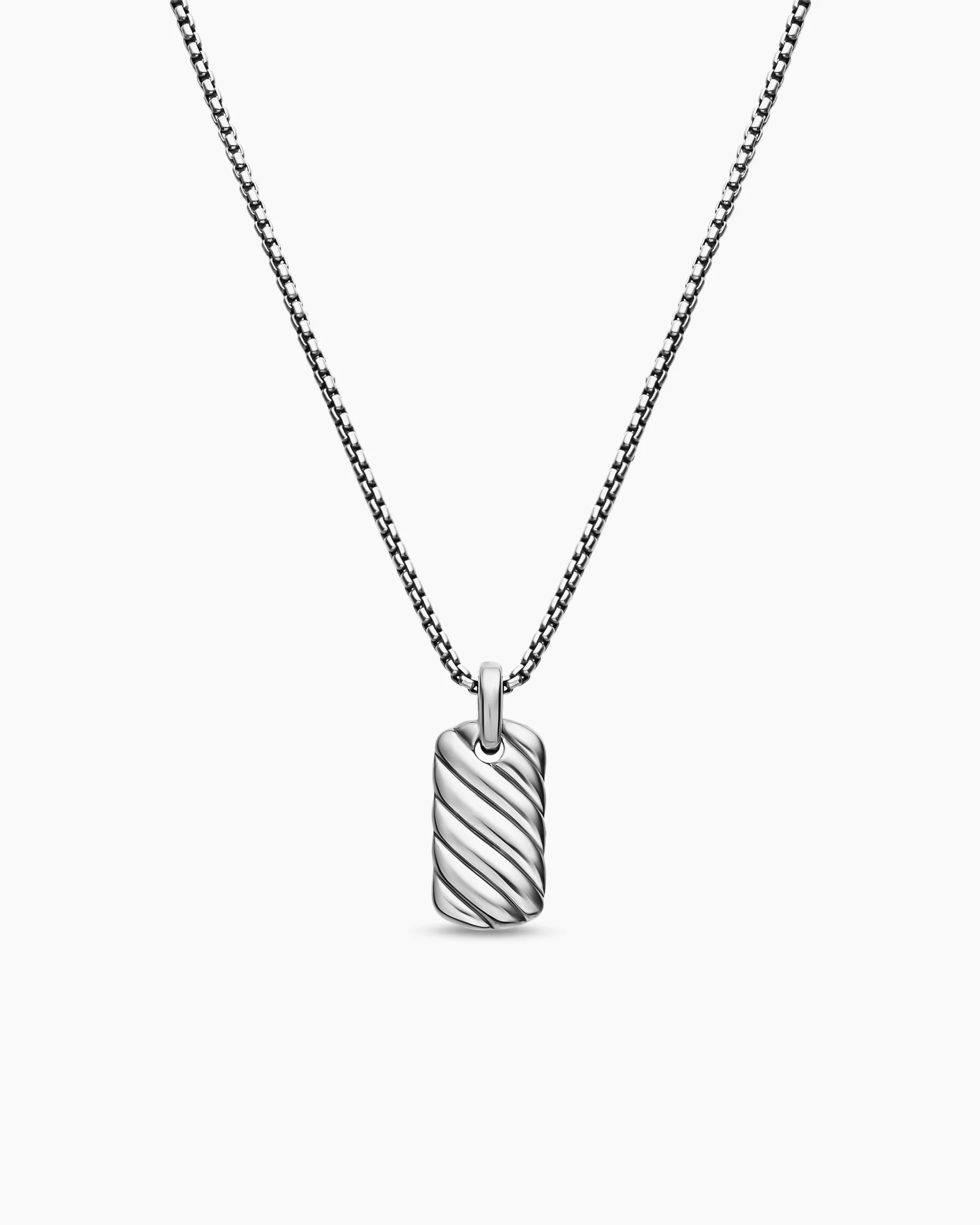 Petite Sculpted Cable Tag in Sterling Silver, 10mm 24 Petite Sculpted Cable Tag in Sterling Silver, 10mm