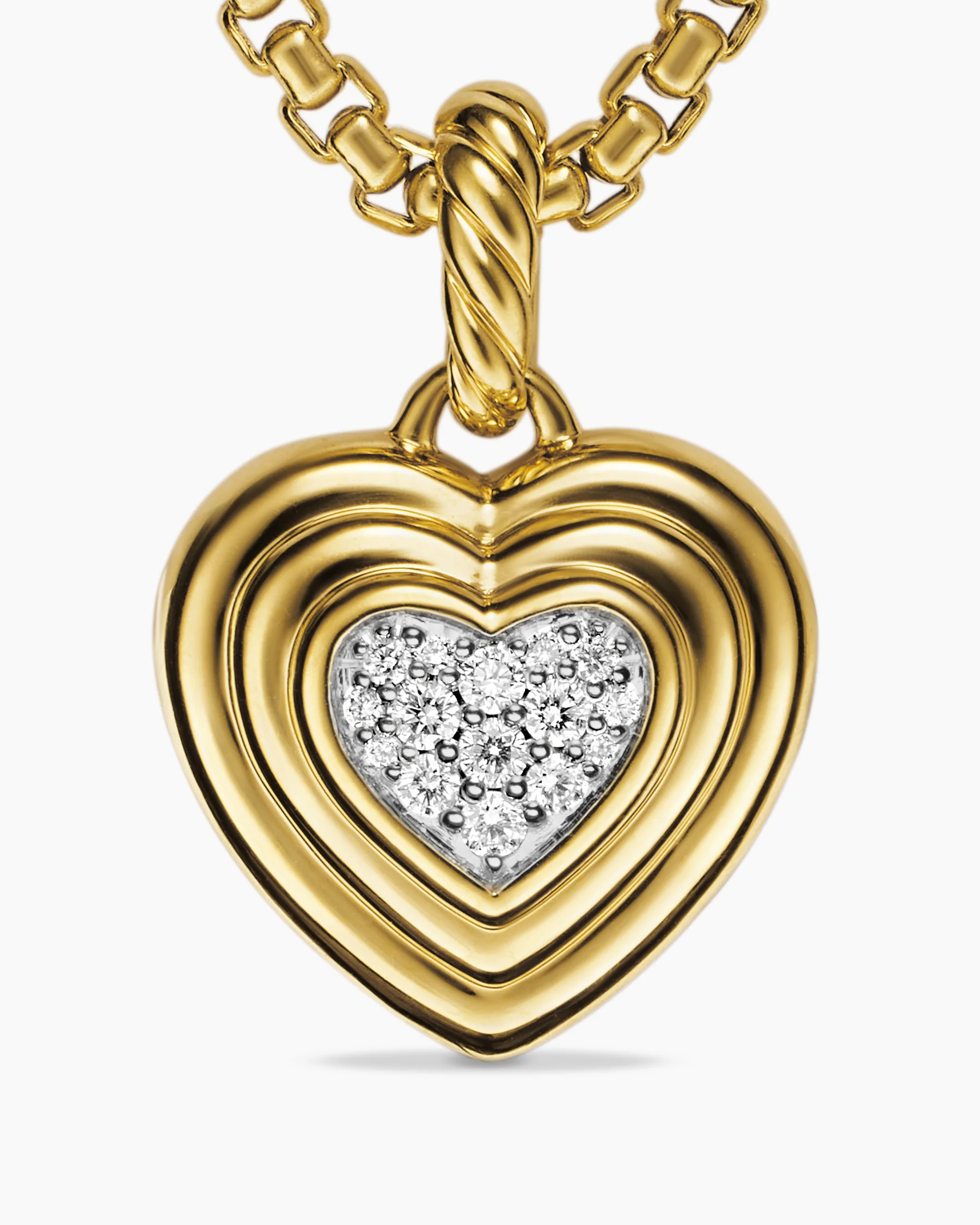 Puffy Heart Amulet in 18K Yellow Gold with Diamonds, 17mm 5 Puffy Heart Amulet in 18K Yellow Gold with Diamonds, 17mm