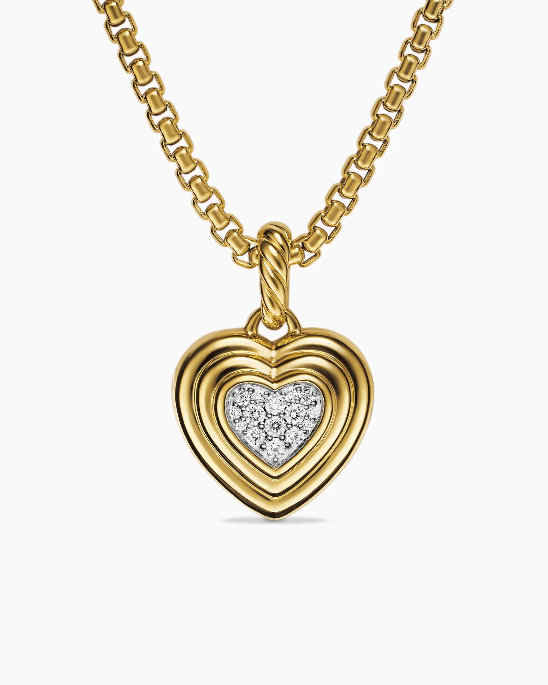 Puffy Heart Amulet in Sterling Silver with Diamonds, 17mm 24 Puffy Heart Amulet in Sterling Silver with Diamonds, 17mm