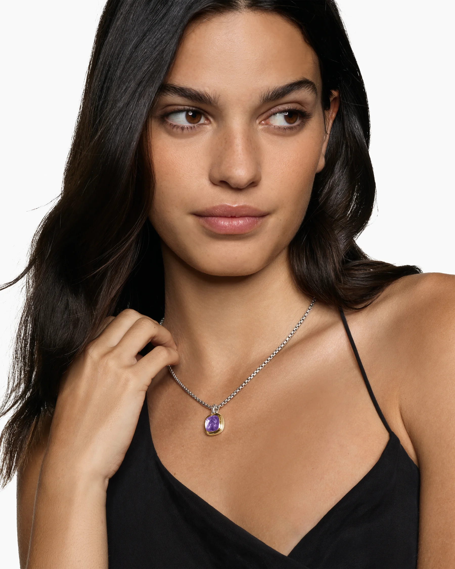 Albion® Pendant in Sterling Silver with 18K Yellow Gold and Amethyst, 11mm