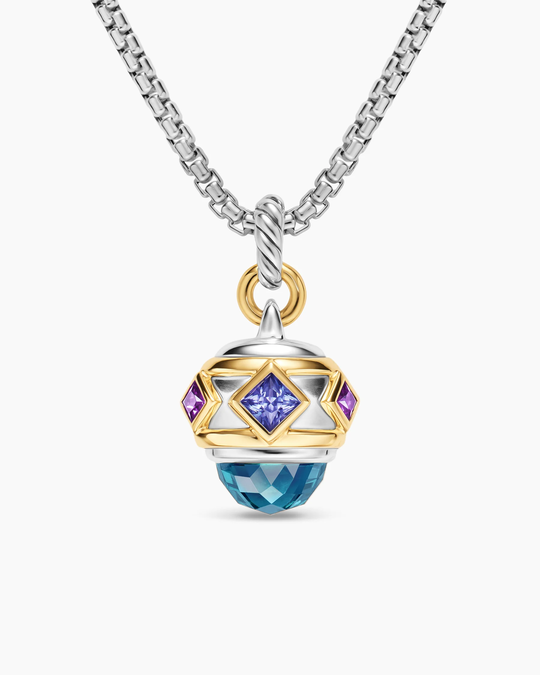 Renaissance® Amulet in Sterling Silver with 14K Yellow Gold, Madeira Citrine, Tanzanite and Rhodolite Garnet, 19.8mm