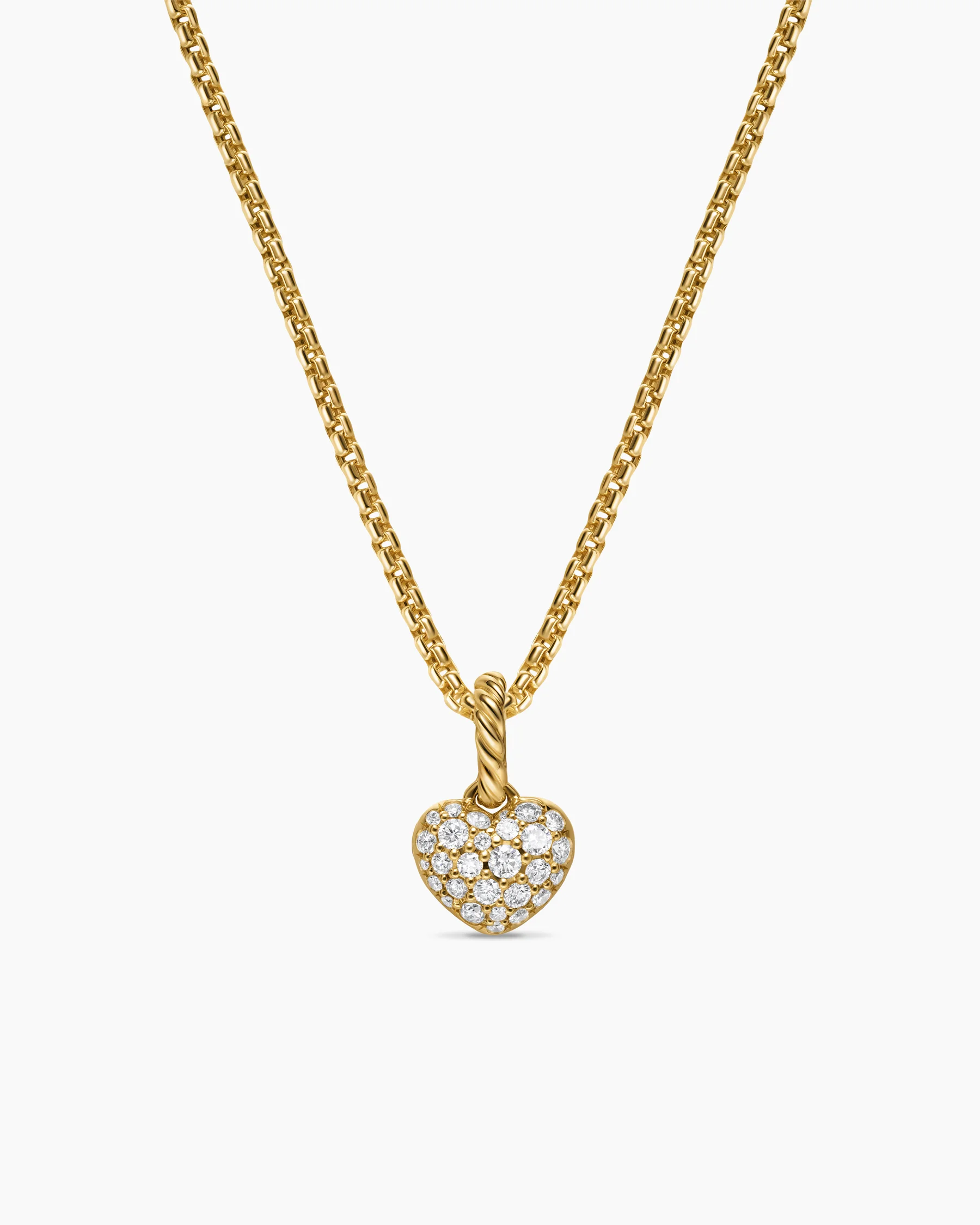 Petite Pavé Heart Amulet in 18K Yellow Gold with Diamonds, 7.4mm