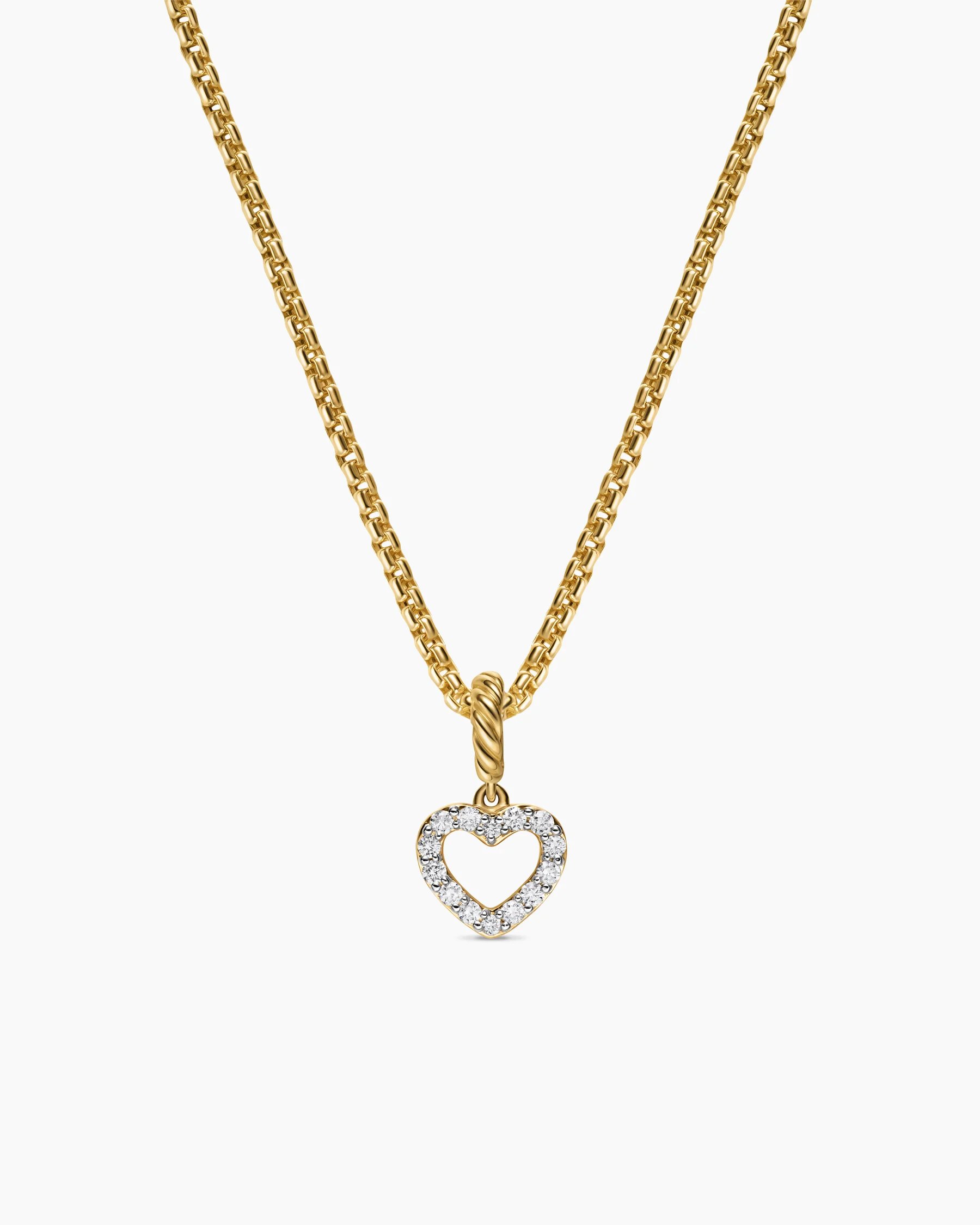 Micro Pavé Open Heart Amulet in Sterling Silver with Diamonds, 6.8mm