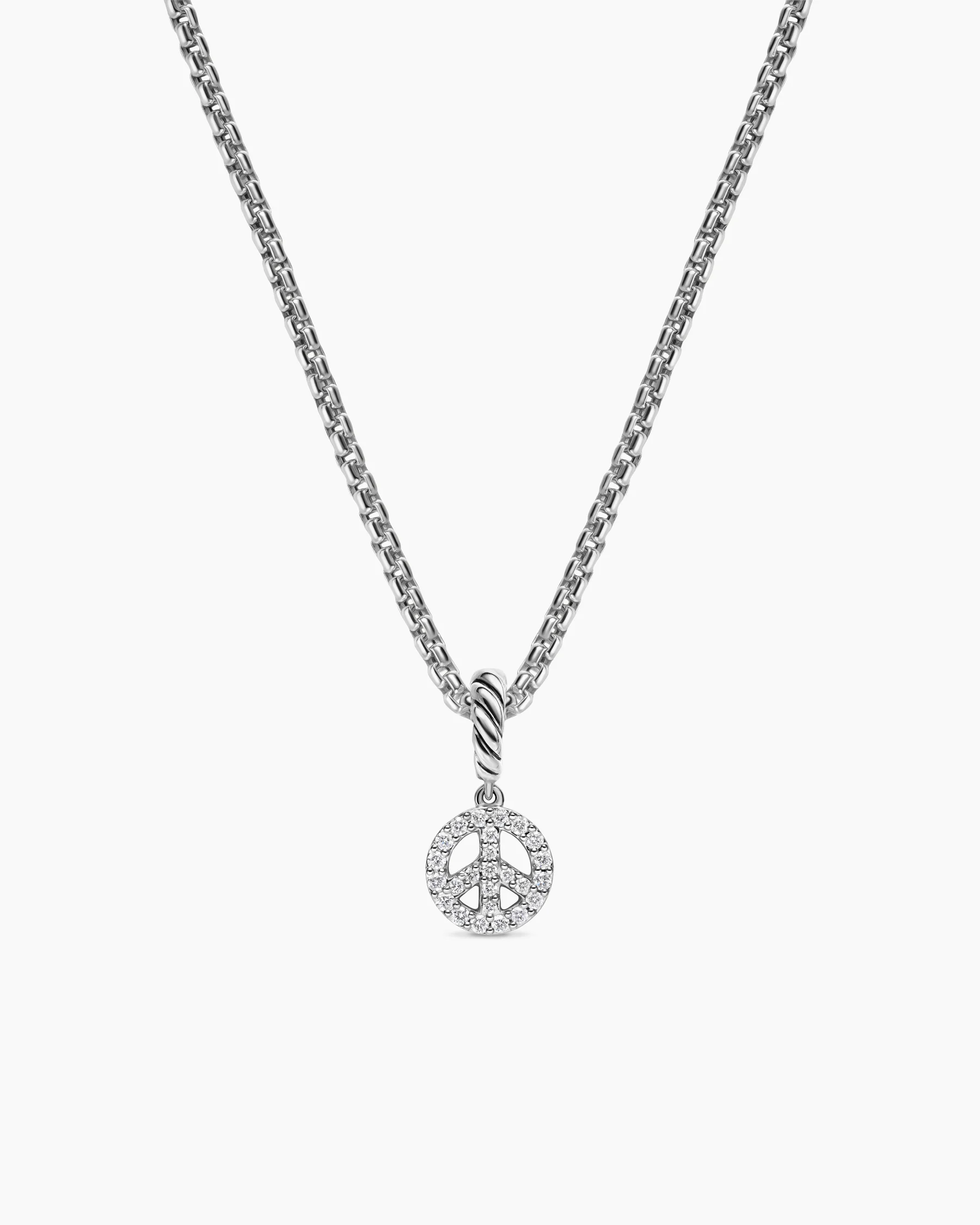 Micro Pavé Peace Sign Amulet in 18K Yellow Gold with Diamonds, 7.6mm
