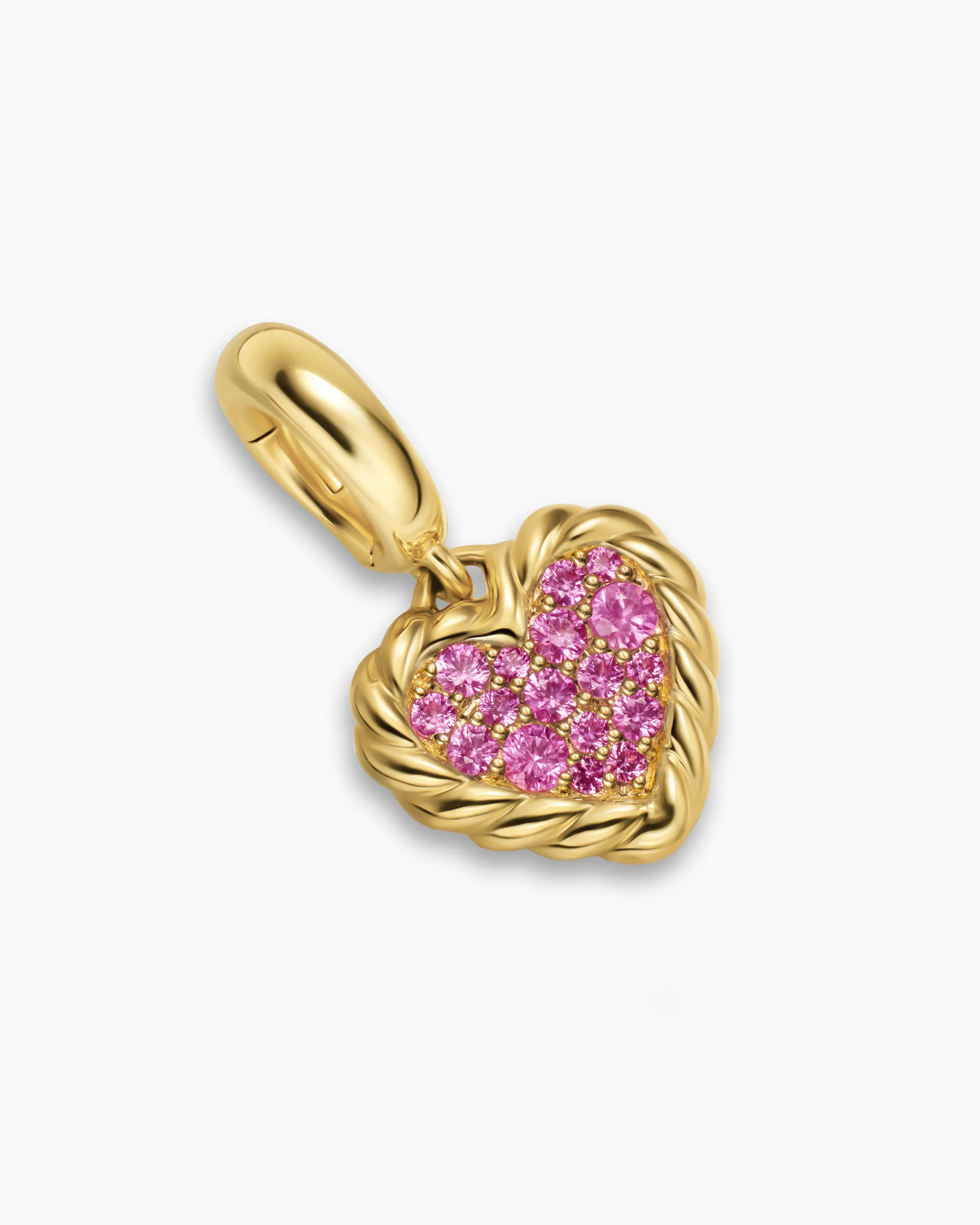 Petite DY Elements® Heart Plate Pendant in 18K Yellow Gold with Pink Sapphires, 8.2mm 3 Petite DY Elements® Heart Plate Pendant in 18K Yellow Gold with Pink Sapphires, 8.2mm