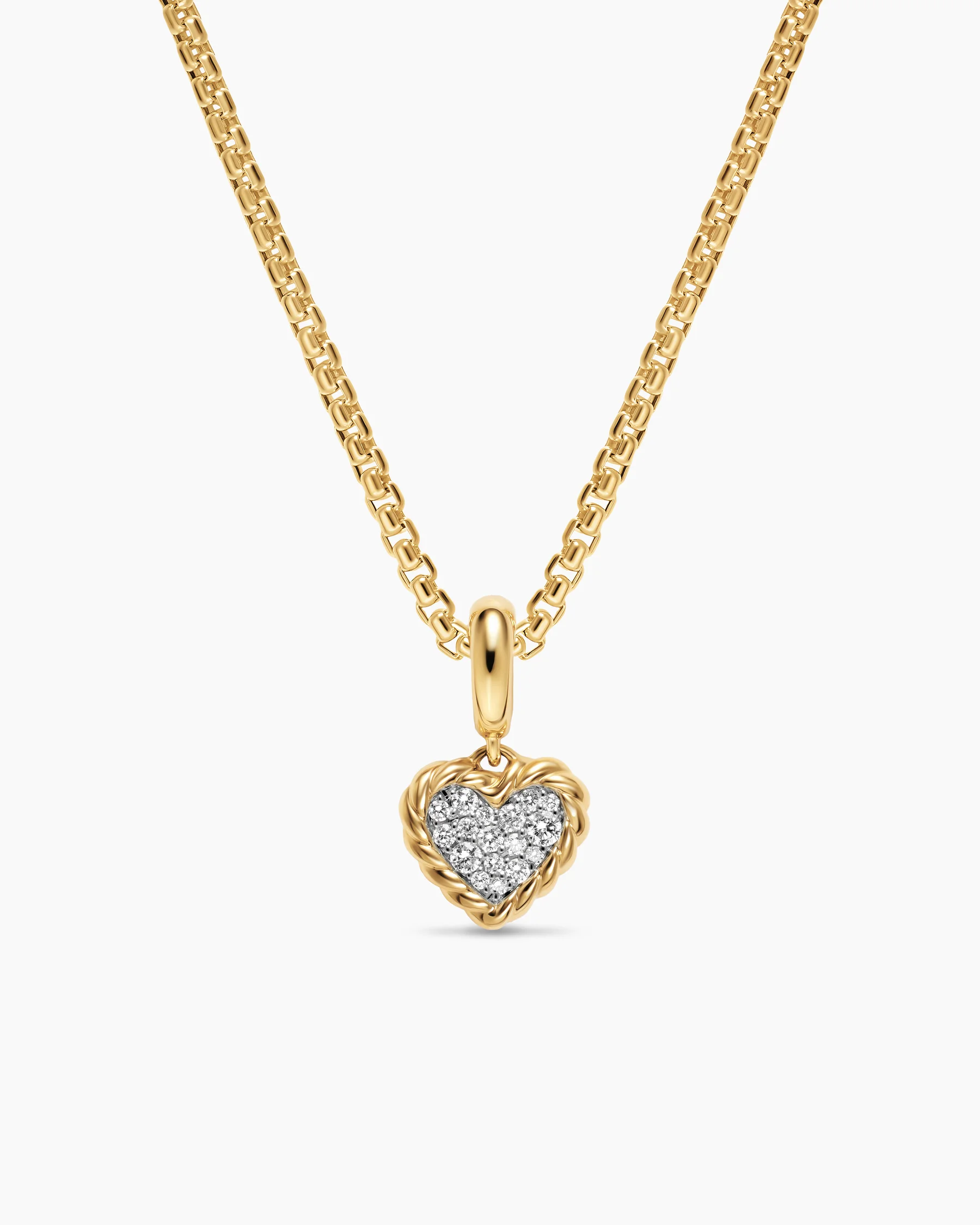 Petite DY Elements® Heart Plate Pendant in 18K Yellow Gold with Diamonds, 8.2mm 10 Petite DY Elements® Heart Plate Pendant in 18K Yellow Gold with Diamonds, 8.2mm