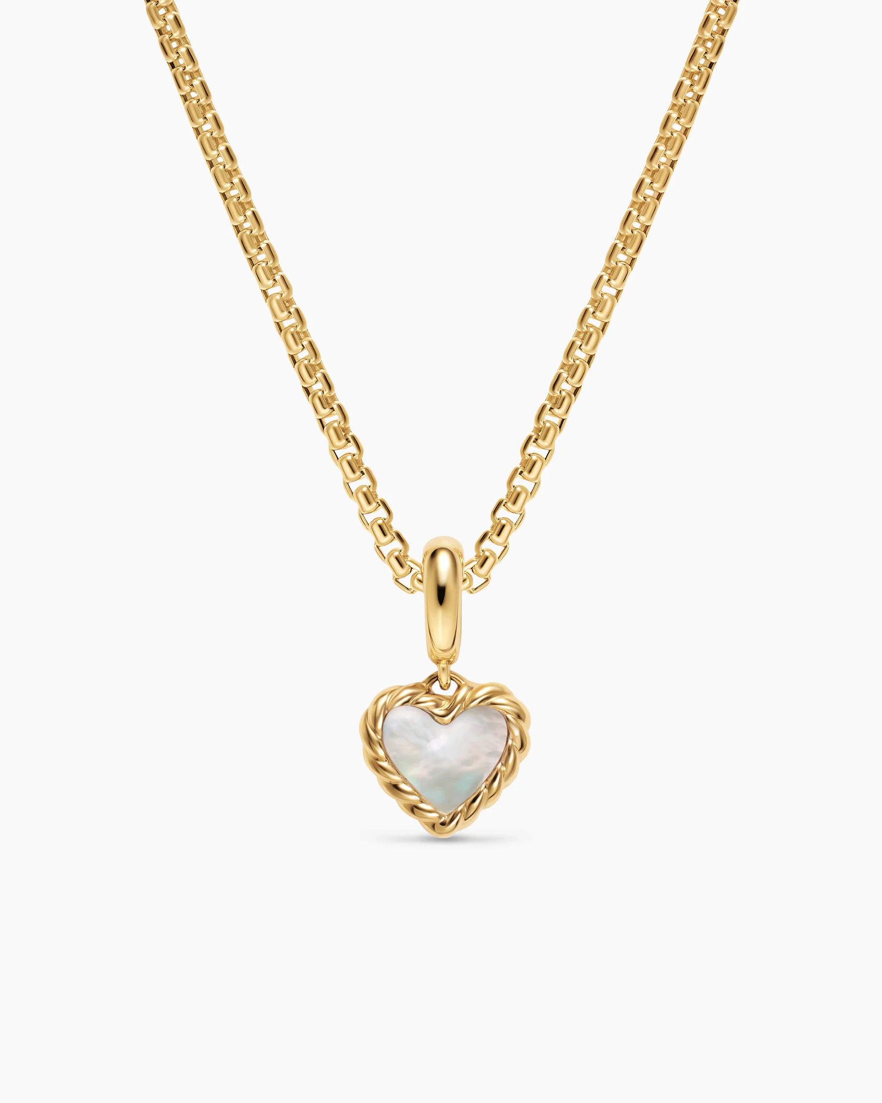 Petite DY Elements® Heart Station Pendant in 18K Yellow Gold with Pink Opal, 8.2mm 9 Petite DY Elements® Heart Station Pendant in 18K Yellow Gold with Pink Opal, 8.2mm