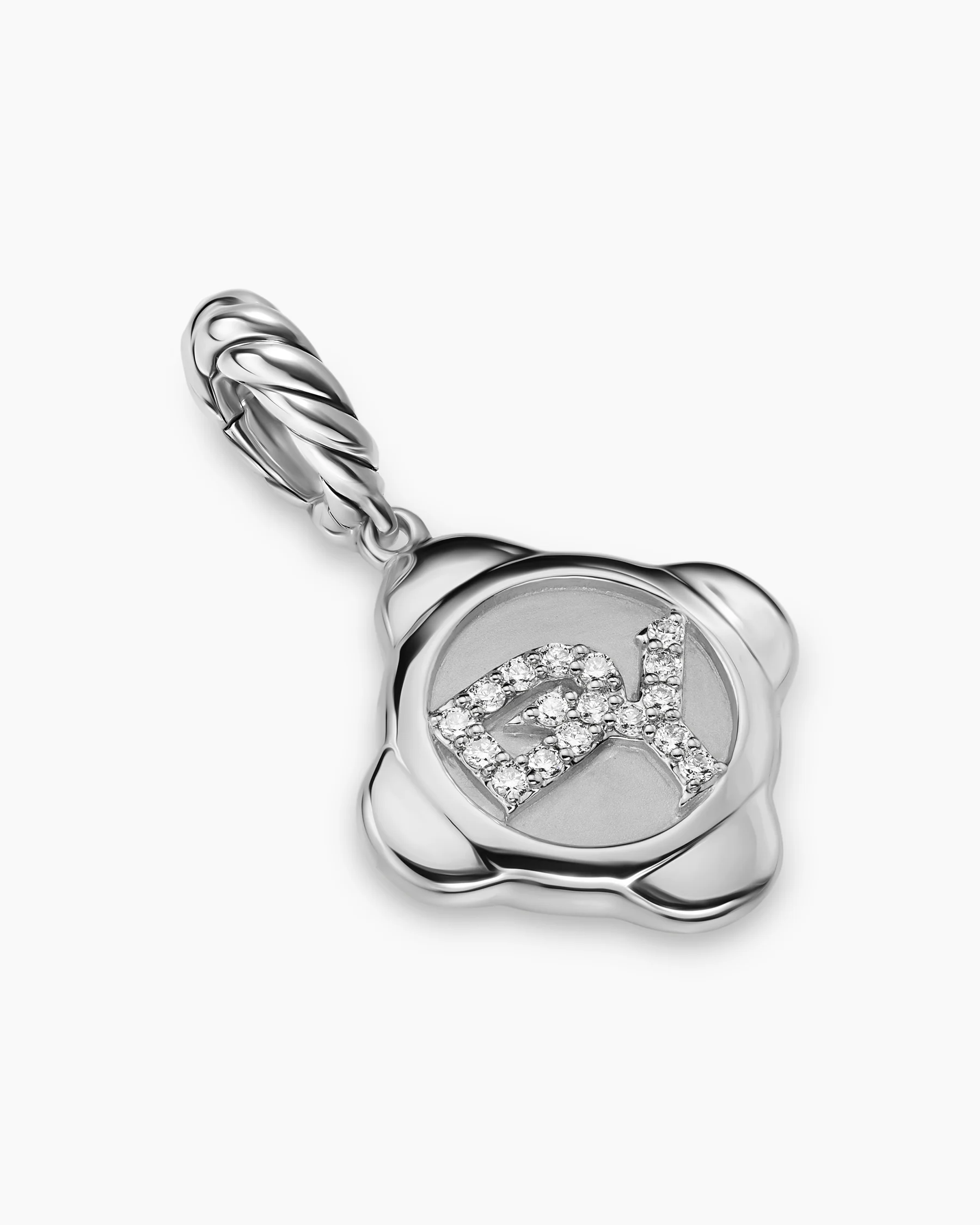 Cable Collectibles® DY Logo Amulet in Sterling Silver with Diamonds, 13.7mm 2 Cable Collectibles® DY Logo Amulet in Sterling Silver with Diamonds, 13.7mm