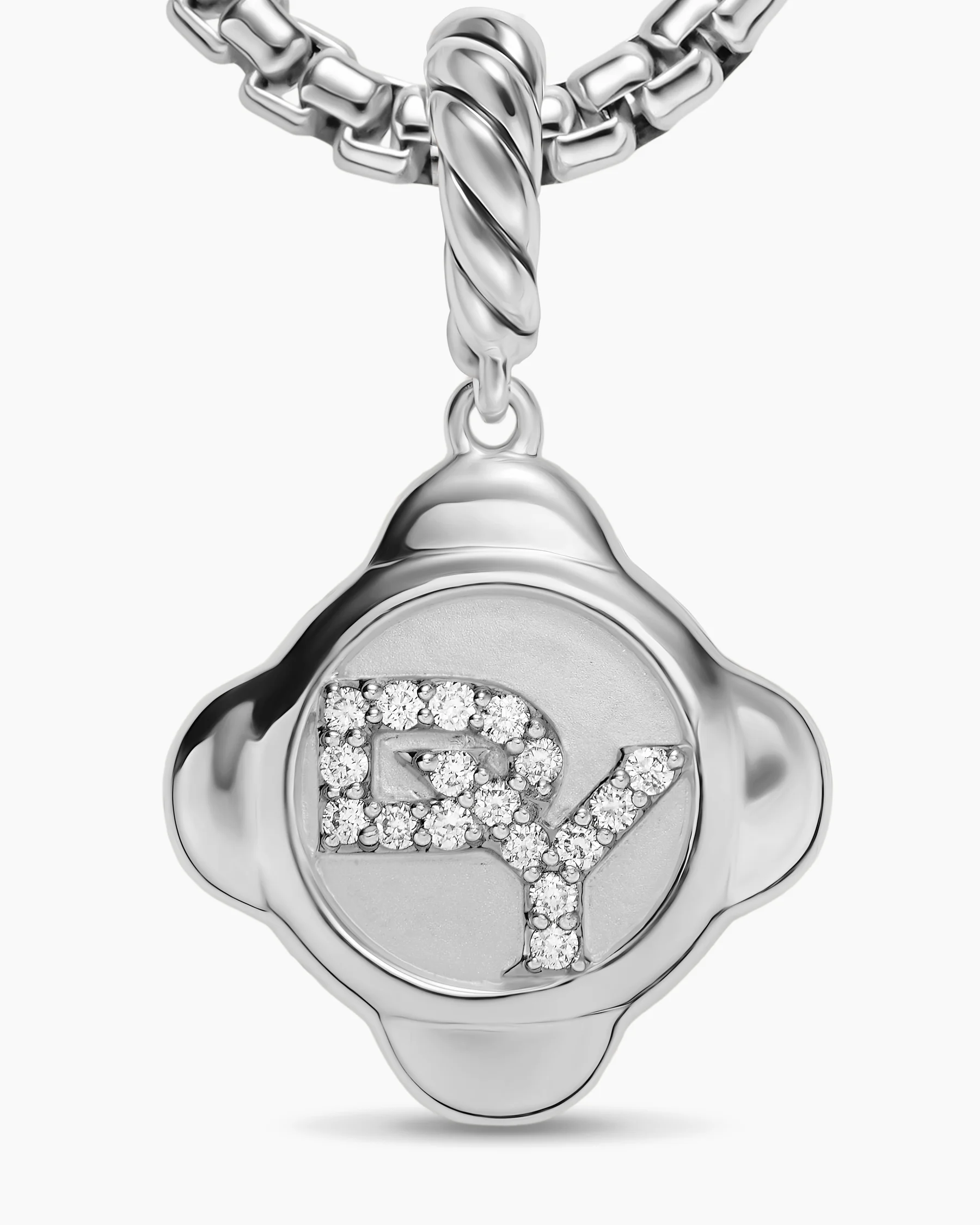 Cable Collectibles® DY Logo Amulet in Sterling Silver with Diamonds, 13.7mm 4 Cable Collectibles® DY Logo Amulet in Sterling Silver with Diamonds, 13.7mm