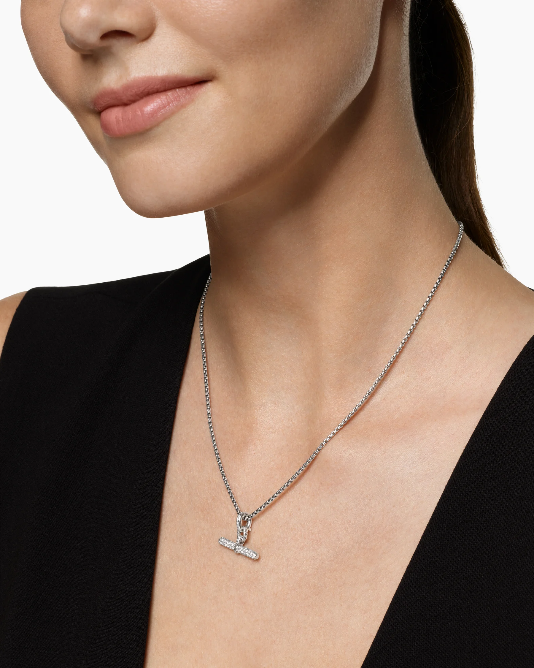 DY Madison® Toggle Pendant in Sterling Silver with Diamonds, 20.2mm 2 DY Madison® Toggle Pendant in Sterling Silver with Diamonds, 20.2mm