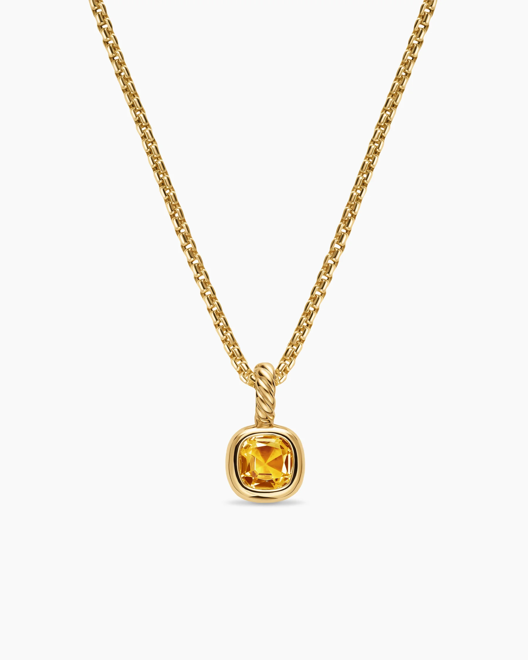 Mini Cushion Cut Amulet in 18K Yellow Gold with Citrine, 5.5mm 1 Mini Cushion Cut Amulet in 18K Yellow Gold with Citrine, 5.5mm
