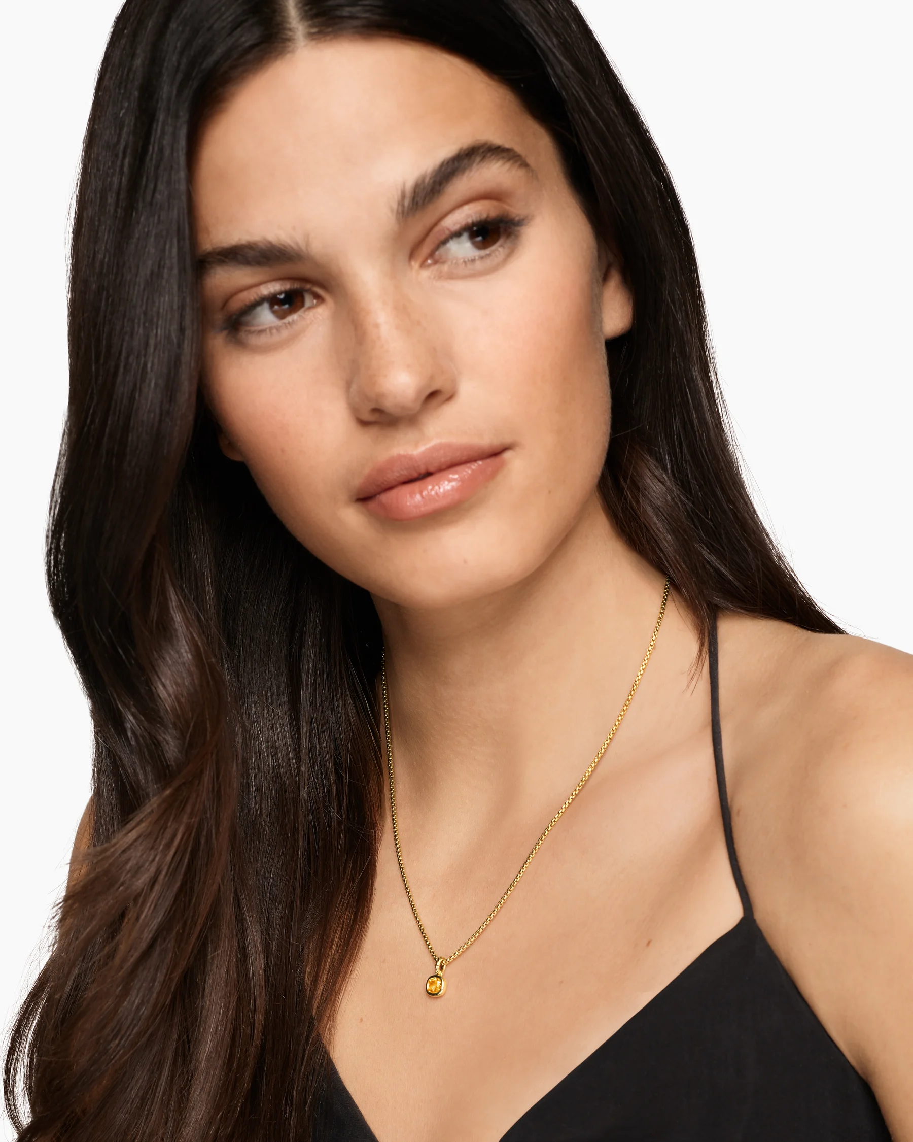 Mini Cushion Cut Amulet in 18K Yellow Gold with Citrine, 5.5mm 2 Mini Cushion Cut Amulet in 18K Yellow Gold with Citrine, 5.5mm