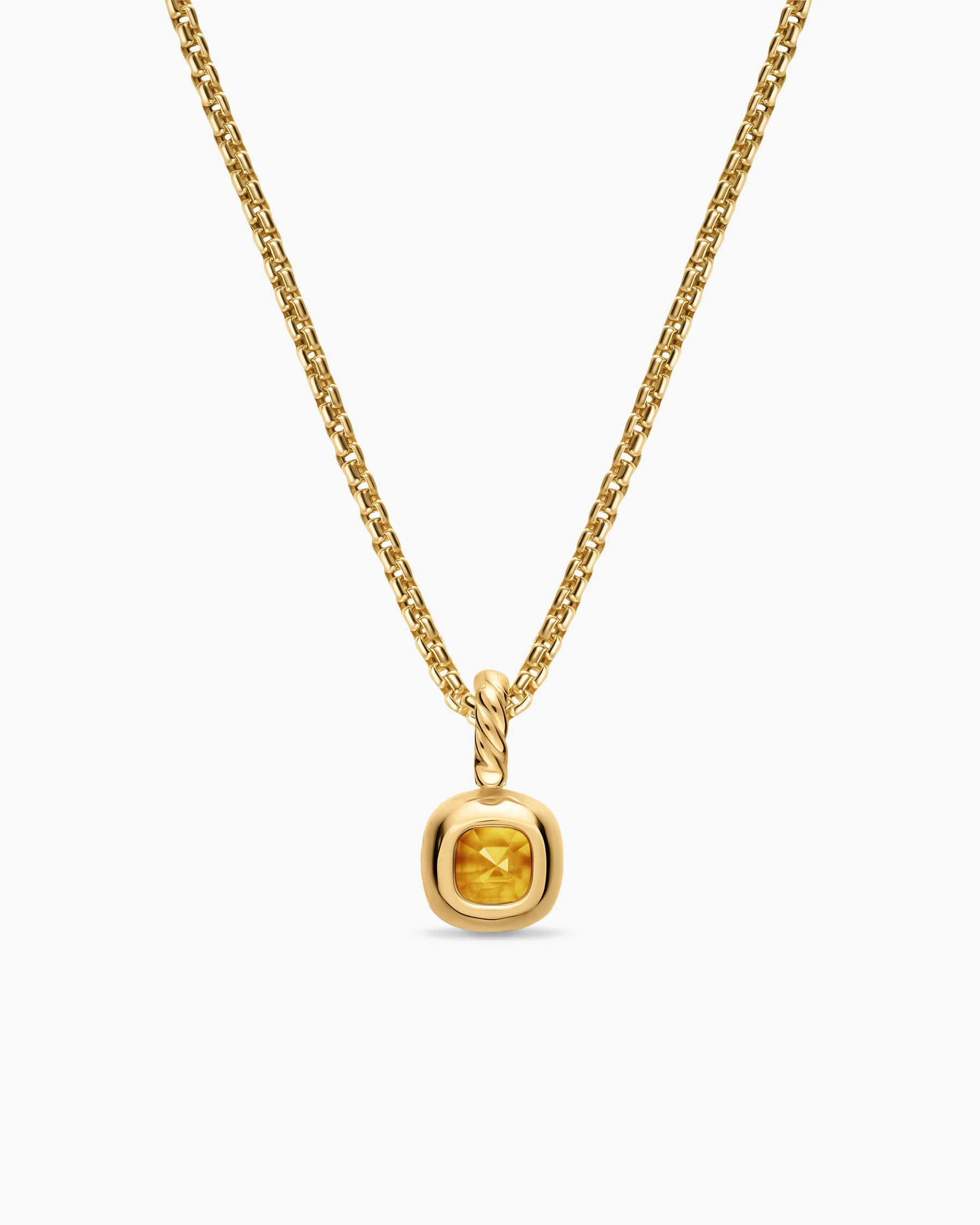 Mini Cushion Cut Amulet in 18K Yellow Gold with Citrine, 5.5mm 4 Mini Cushion Cut Amulet in 18K Yellow Gold with Citrine, 5.5mm