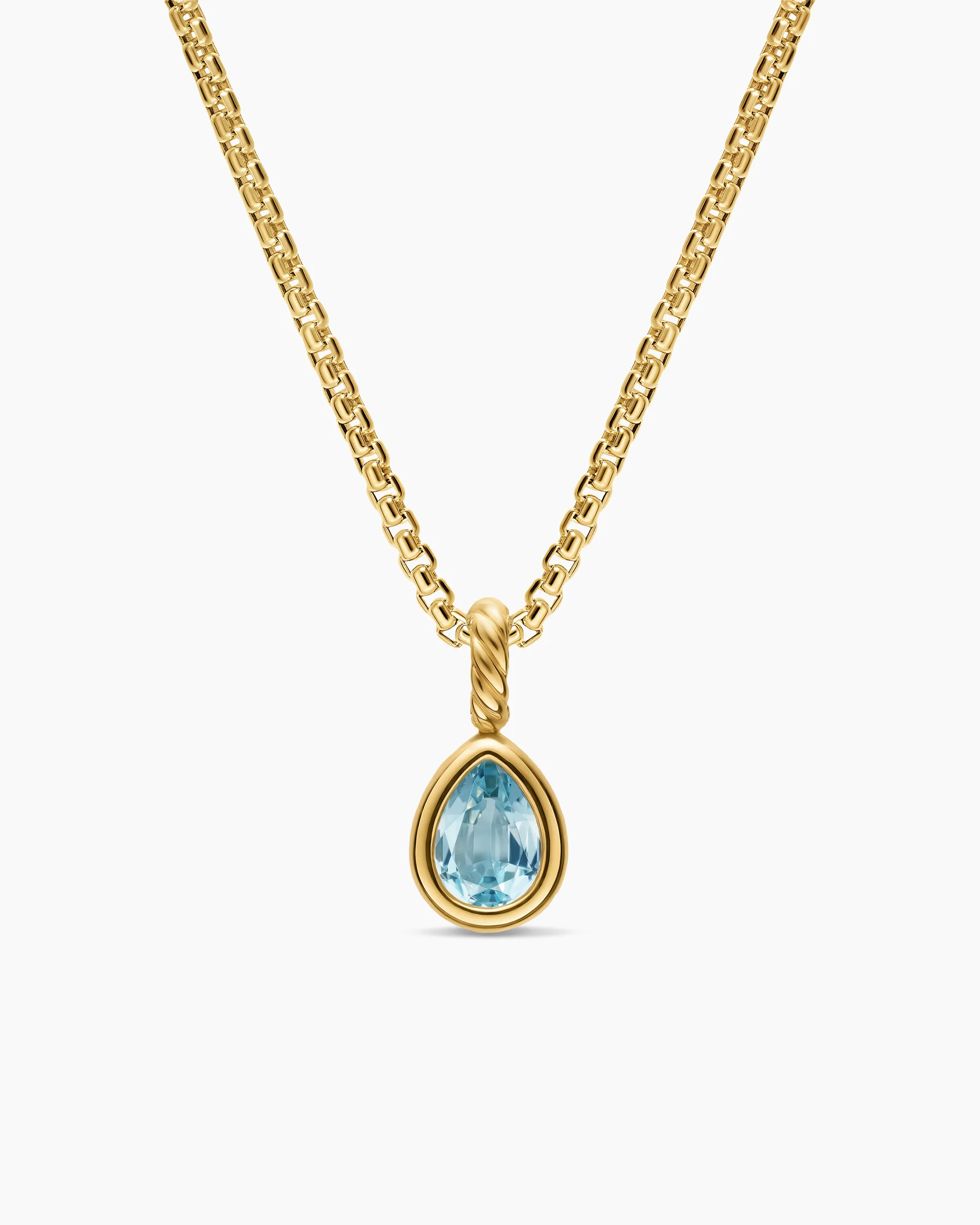 Mini Pear Cut Amulet in Sterling Silver with 14K Yellow Gold and Hampton Blue Topaz, 11mm
