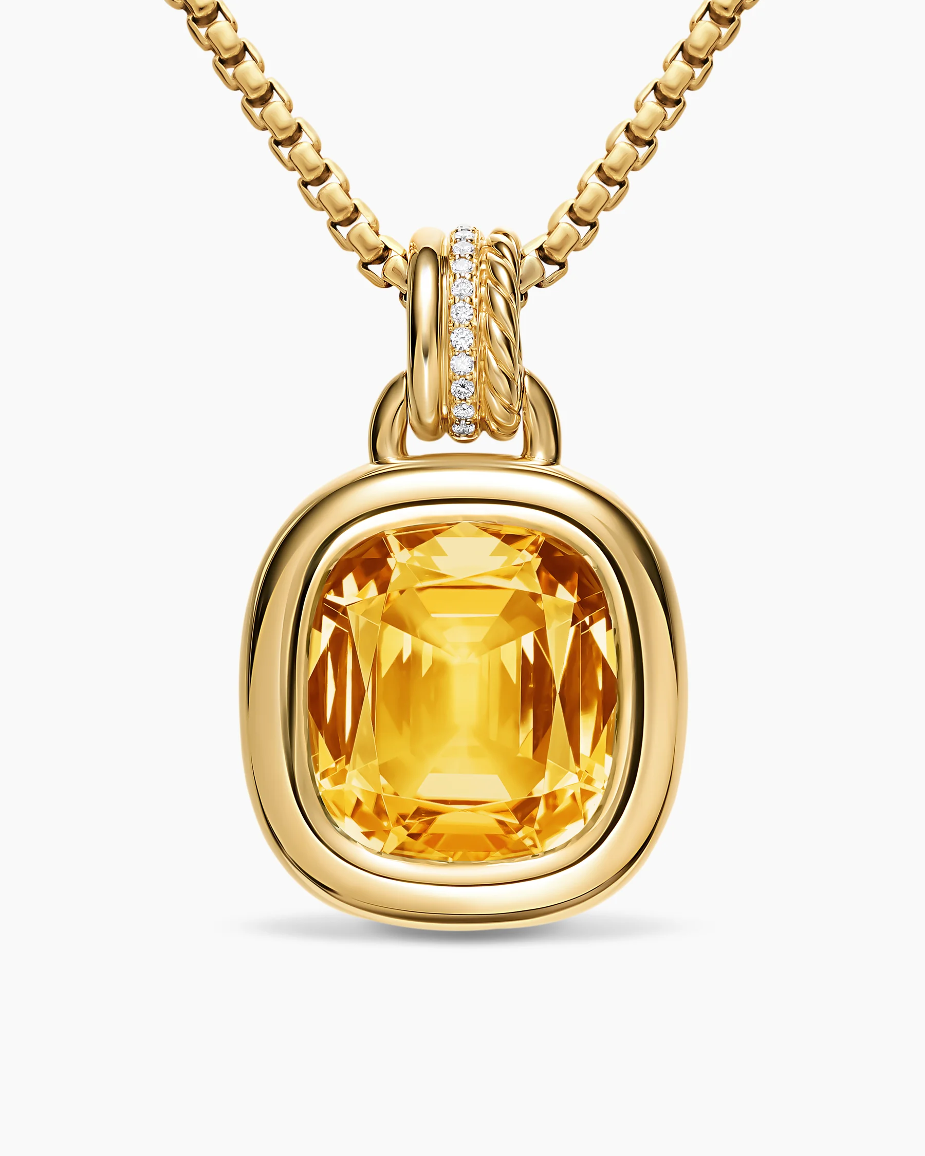 DY Mercer® Color Amulet in Sterling Silver with 18K Yellow Gold, Champagne Citrine and Diamonds, 17mm