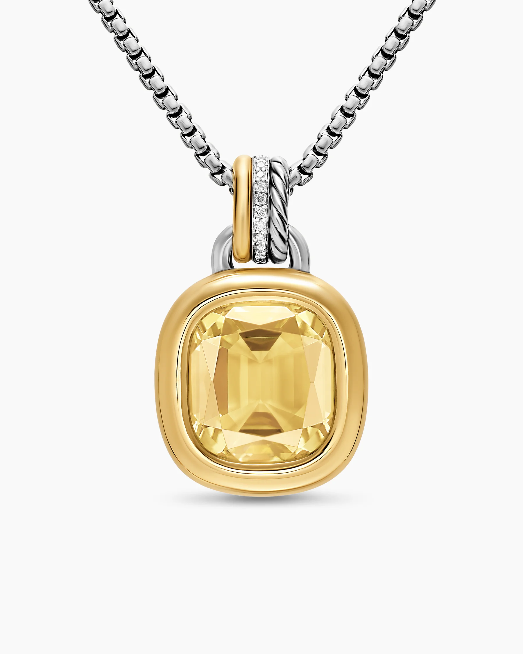 DY Mercer® Color Amulet in Sterling Silver with 18K Yellow Gold, Champagne Citrine and Diamonds, 13mm