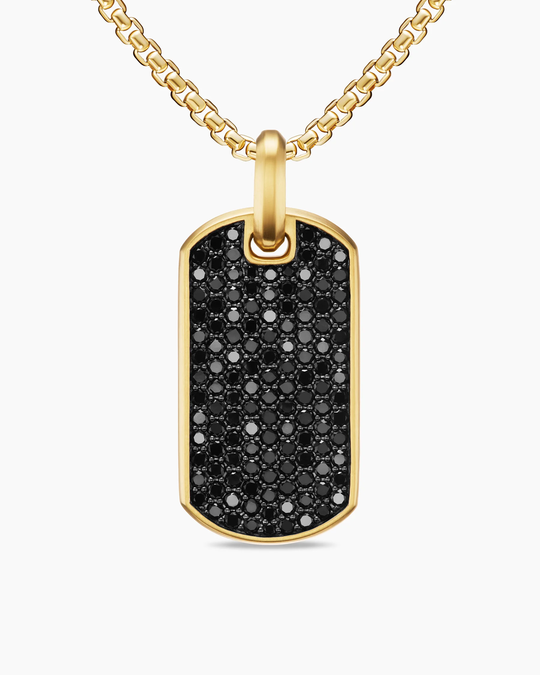 Chevron Tag in 18K Yellow Gold with Diamonds, 35mm