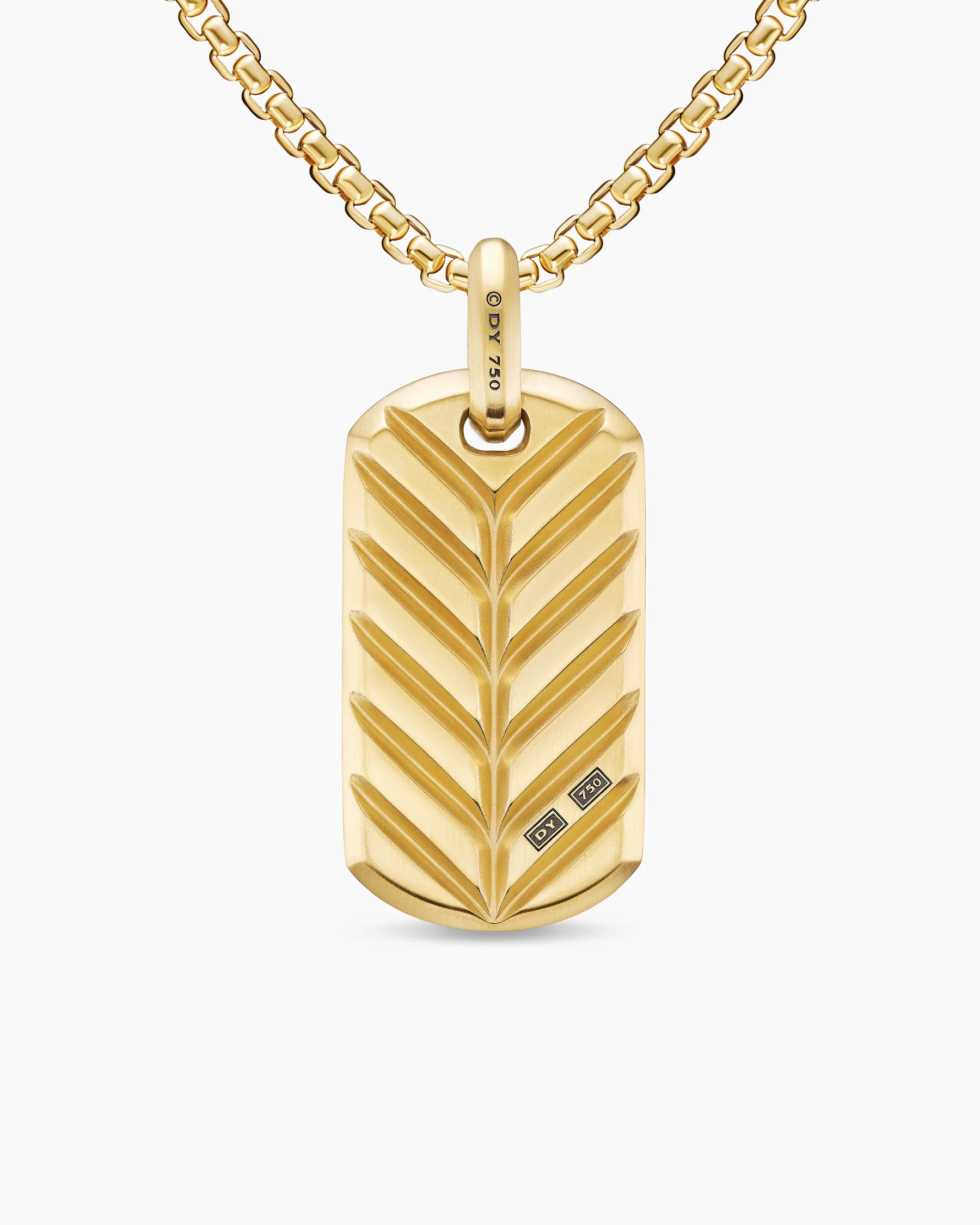 Chevron Tag in 18K Yellow Gold with Diamonds, 35mm 4 Chevron Tag in 18K Yellow Gold with Diamonds, 35mm