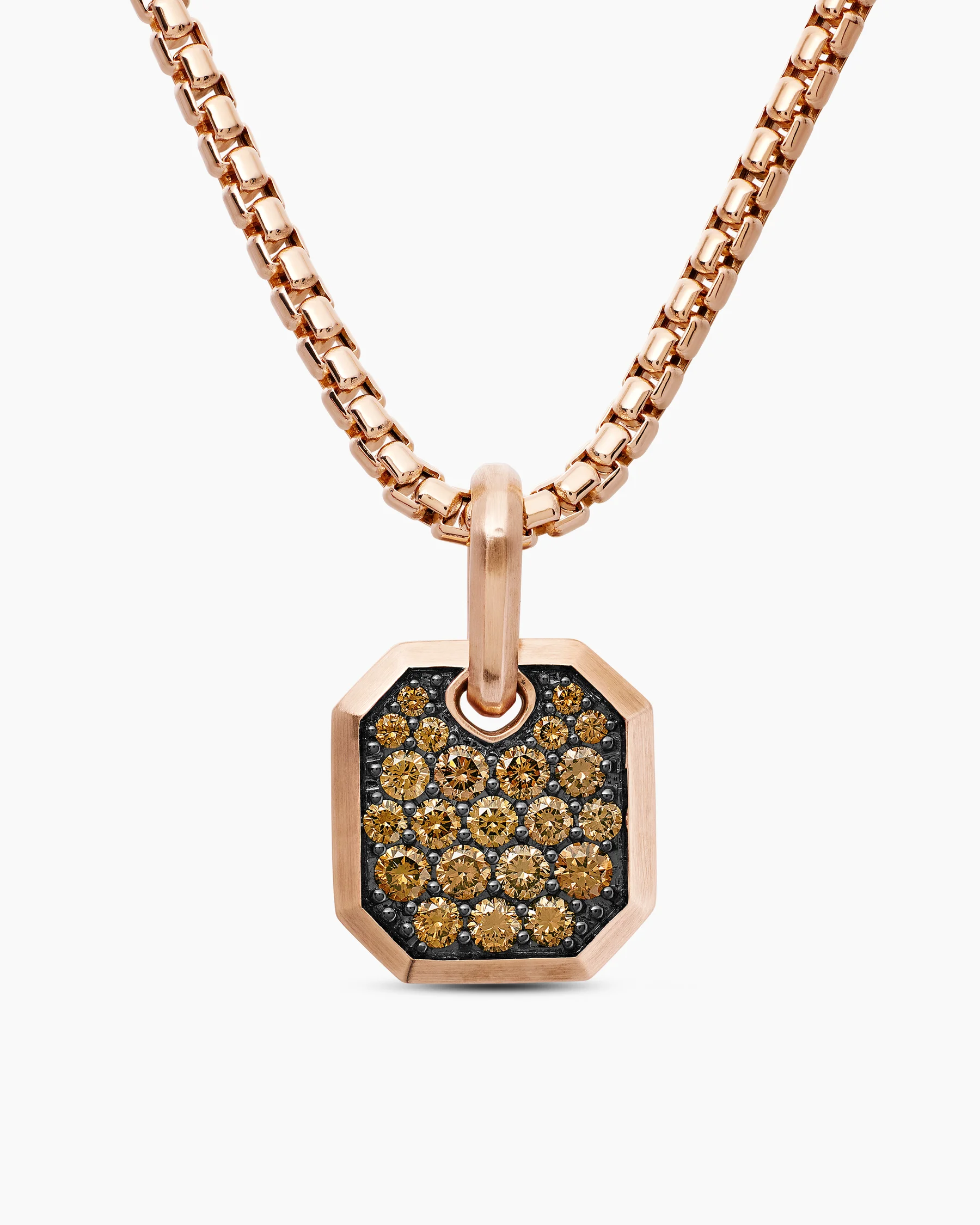Octagonal Amulet in 18K Yellow Gold with Black Diamonds, 15mm 11 Octagonal Amulet in 18K Yellow Gold with Black Diamonds, 15mm