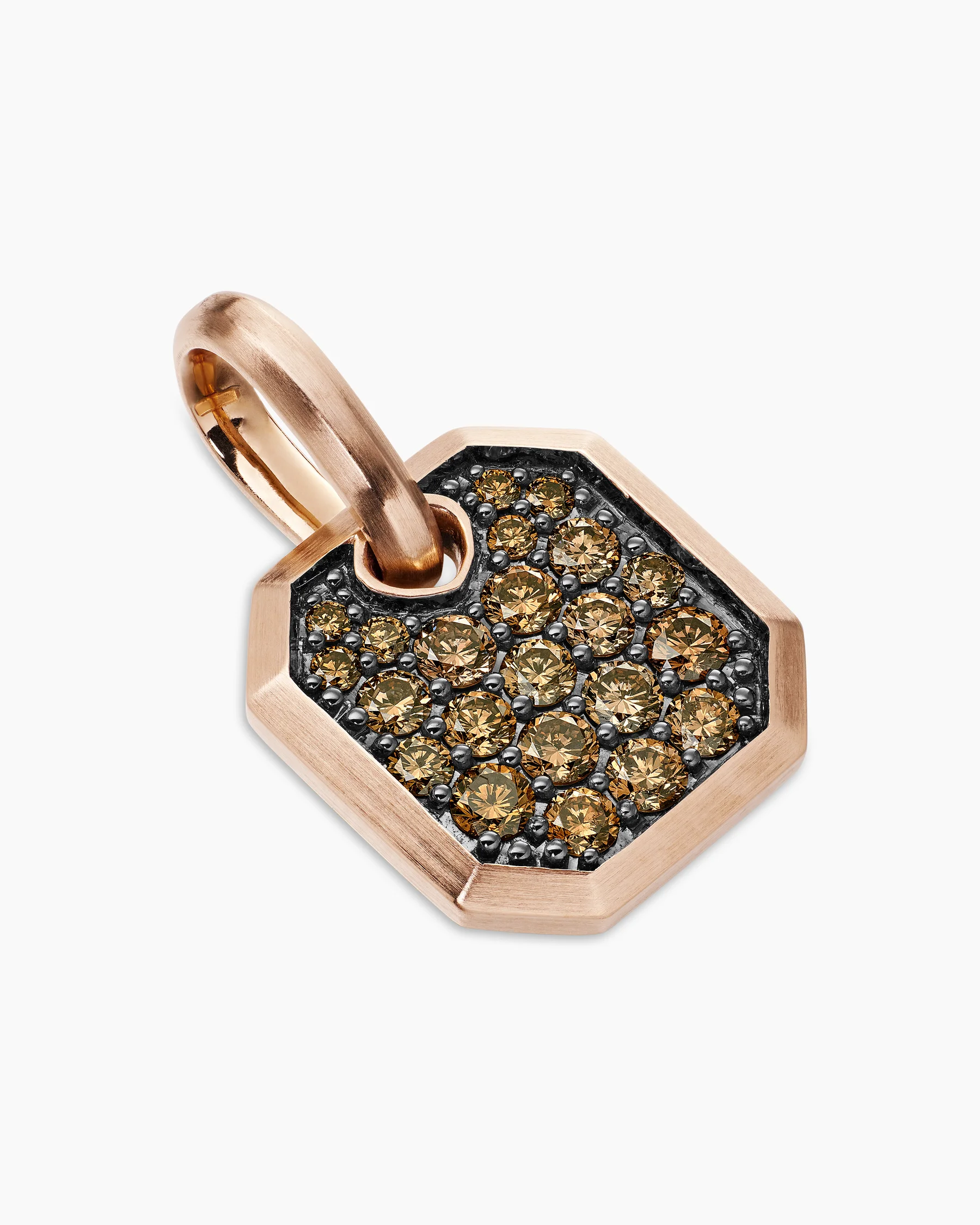 Octagonal Amulet in 18K Yellow Gold with Black Diamonds, 15mm 13 Octagonal Amulet in 18K Yellow Gold with Black Diamonds, 15mm