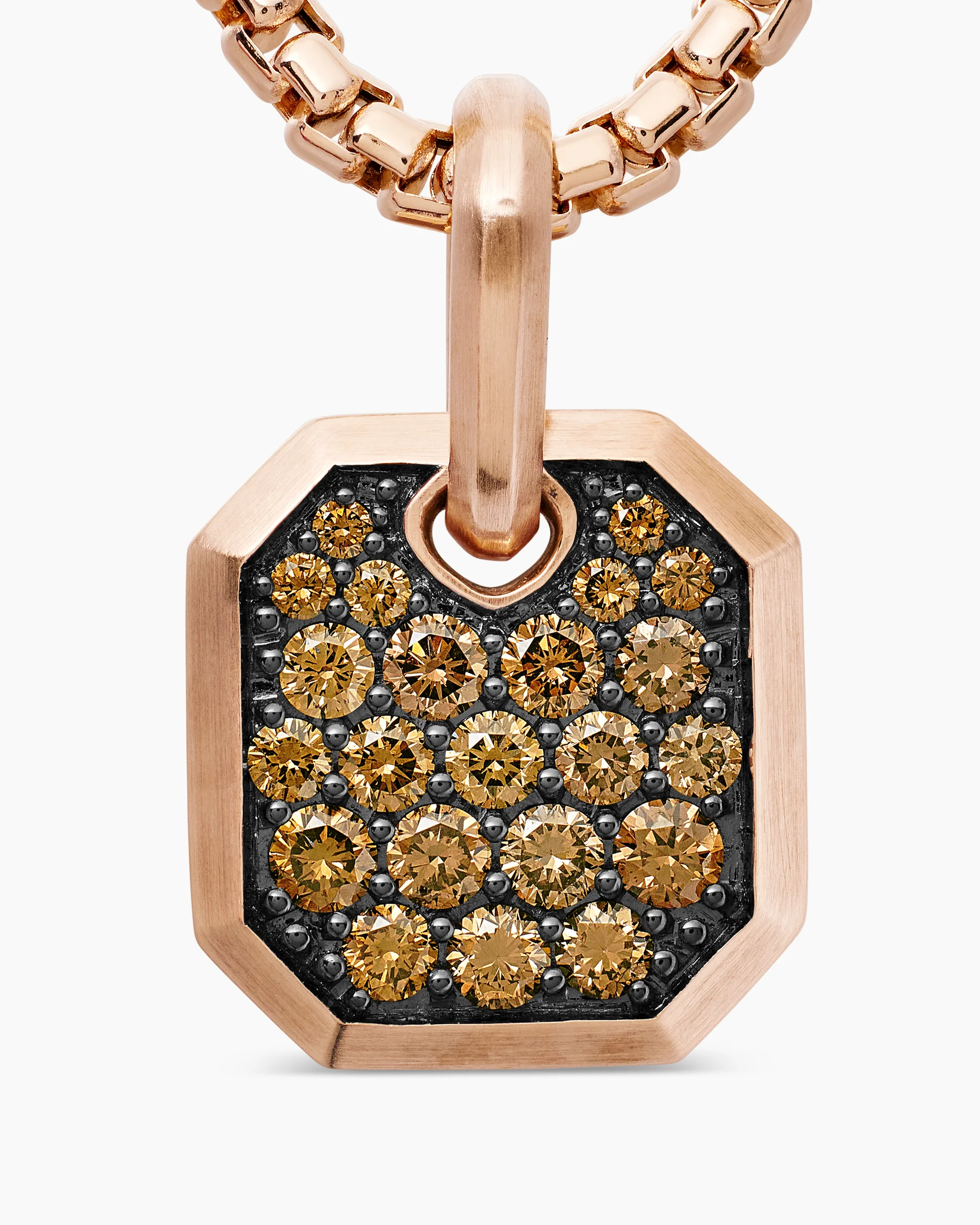 Octagonal Amulet in 18K Yellow Gold with Black Diamonds, 15mm 15 Octagonal Amulet in 18K Yellow Gold with Black Diamonds, 15mm