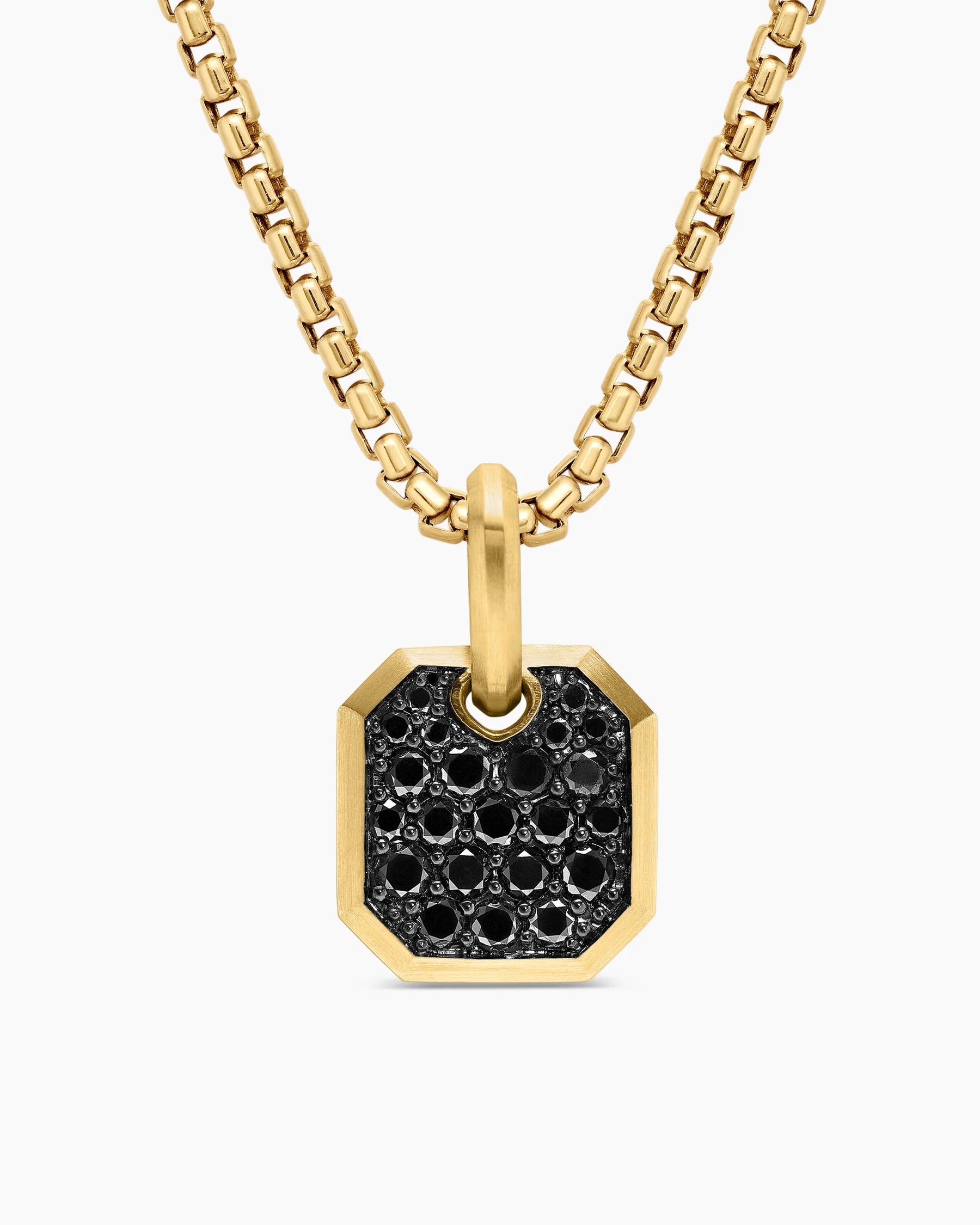 Octagonal Amulet in 18K Yellow Gold with Black Diamonds, 15mm 36 Octagonal Amulet in 18K Yellow Gold with Black Diamonds, 15mm