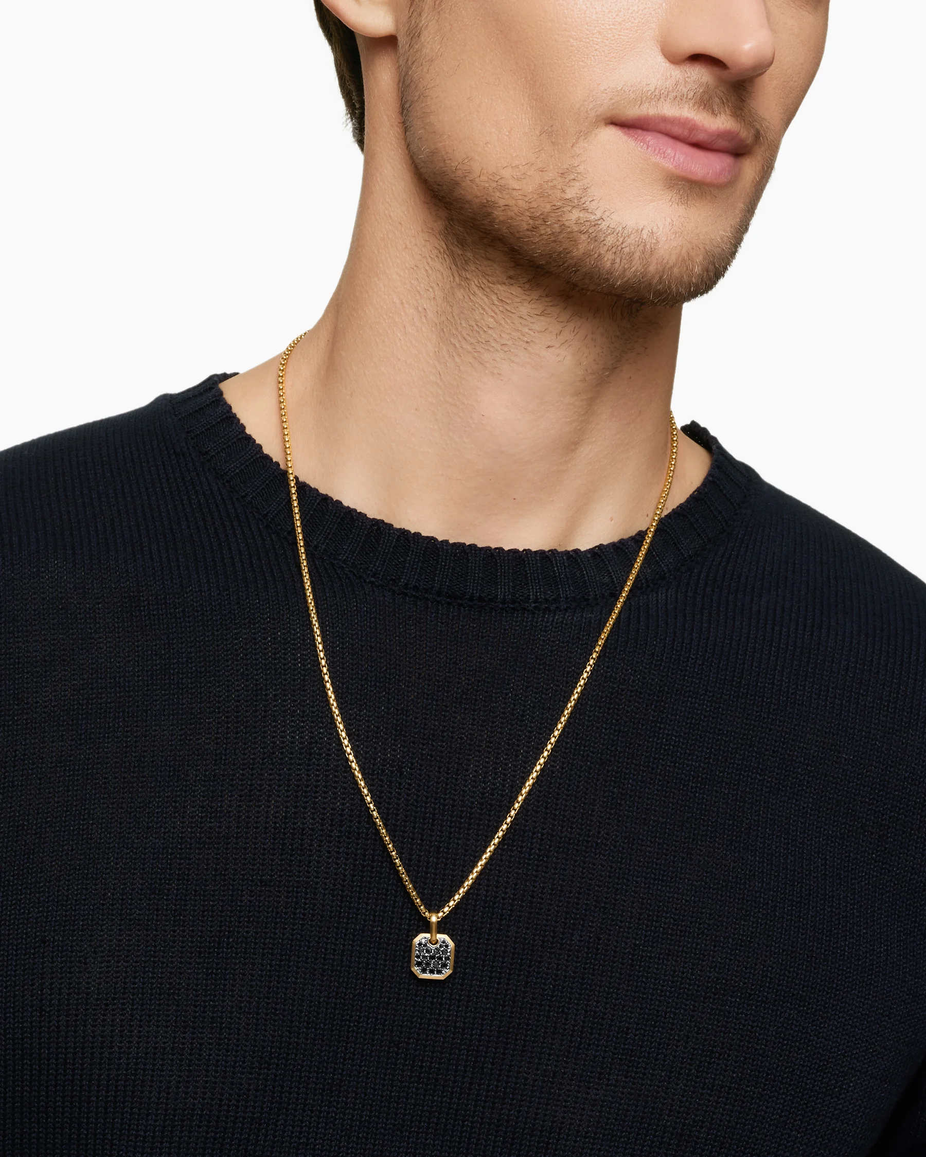 Octagonal Amulet in 18K Yellow Gold with Black Diamonds, 15mm 37 Octagonal Amulet in 18K Yellow Gold with Black Diamonds, 15mm