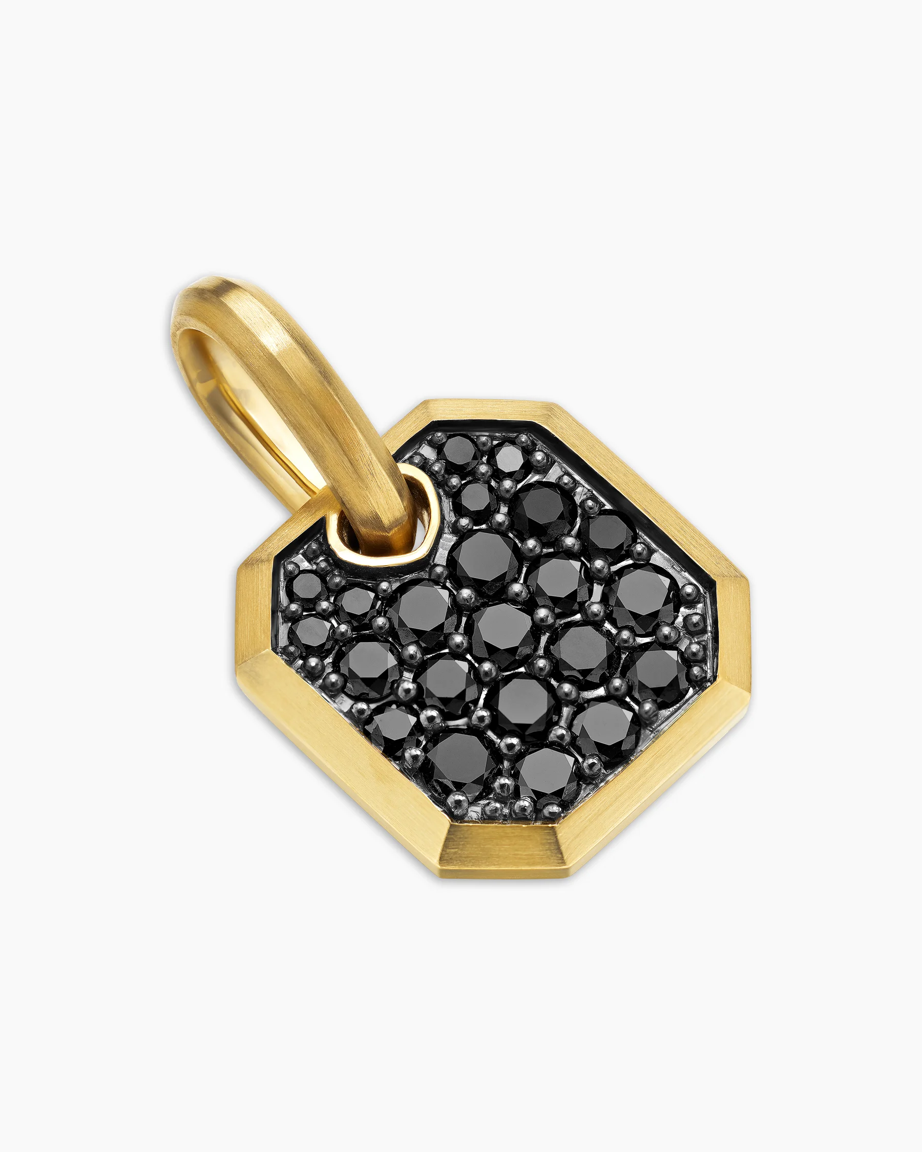Octagonal Amulet in 18K Yellow Gold with Black Diamonds, 15mm 38 Octagonal Amulet in 18K Yellow Gold with Black Diamonds, 15mm