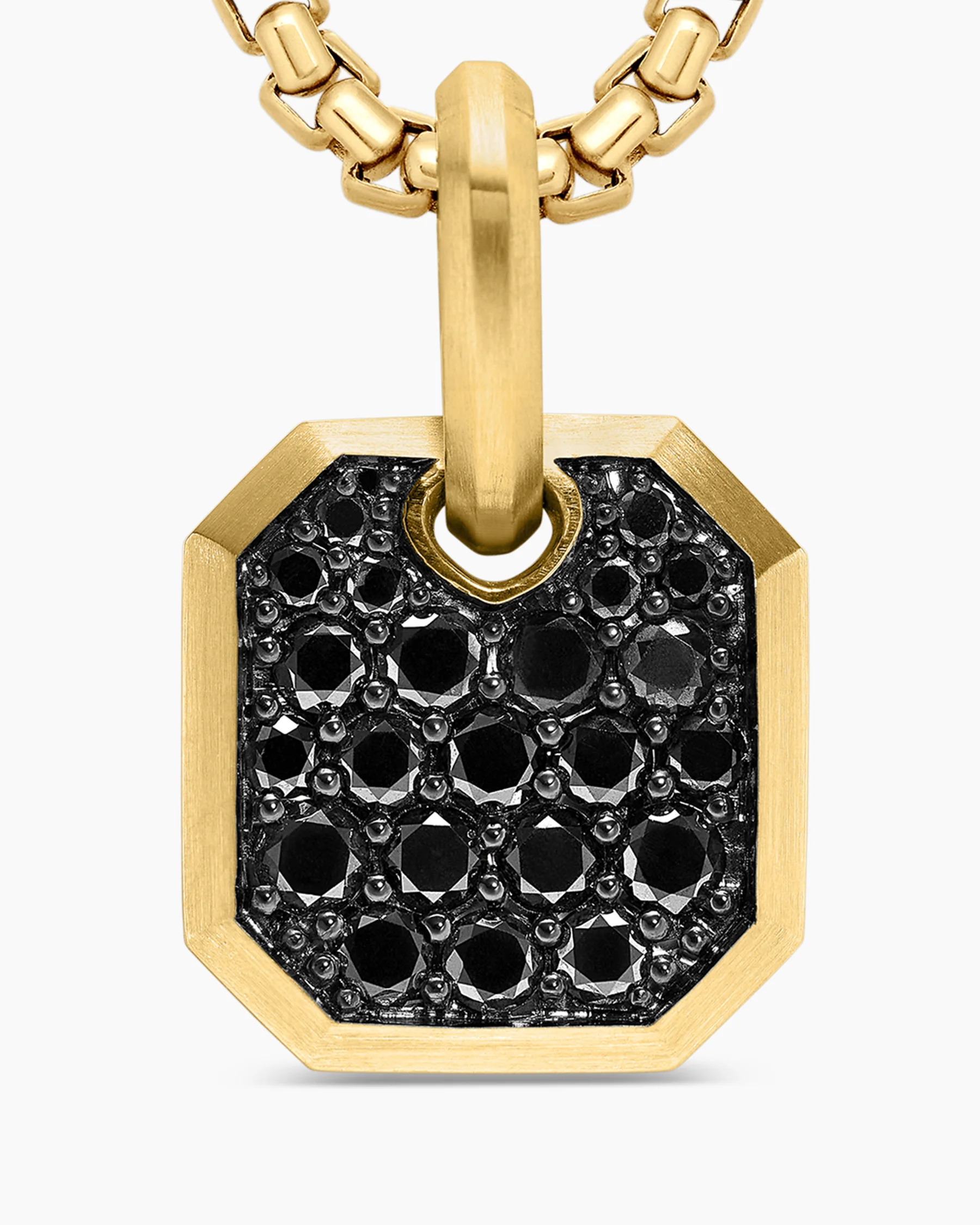 Octagonal Amulet in 18K Yellow Gold with Black Diamonds, 15mm 40 Octagonal Amulet in 18K Yellow Gold with Black Diamonds, 15mm