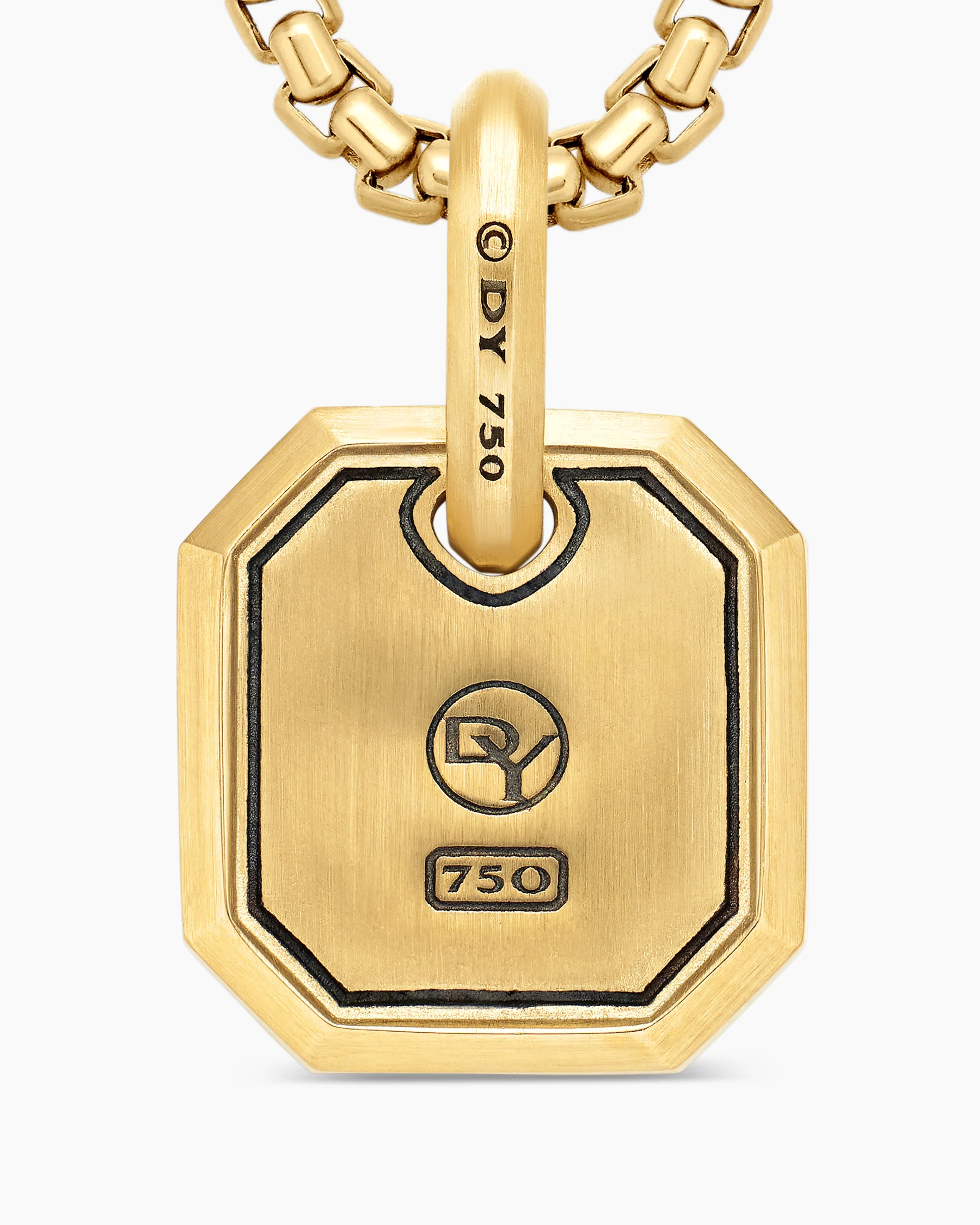 Octagonal Amulet in 18K Yellow Gold with Black Diamonds, 15mm 41 Octagonal Amulet in 18K Yellow Gold with Black Diamonds, 15mm