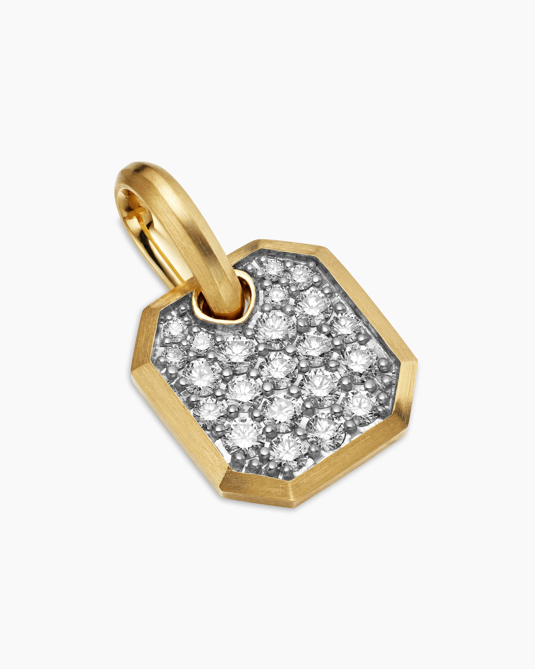 Octagonal Amulet in 18K Yellow Gold with Black Diamonds, 15mm 45 Octagonal Amulet in 18K Yellow Gold with Black Diamonds, 15mm