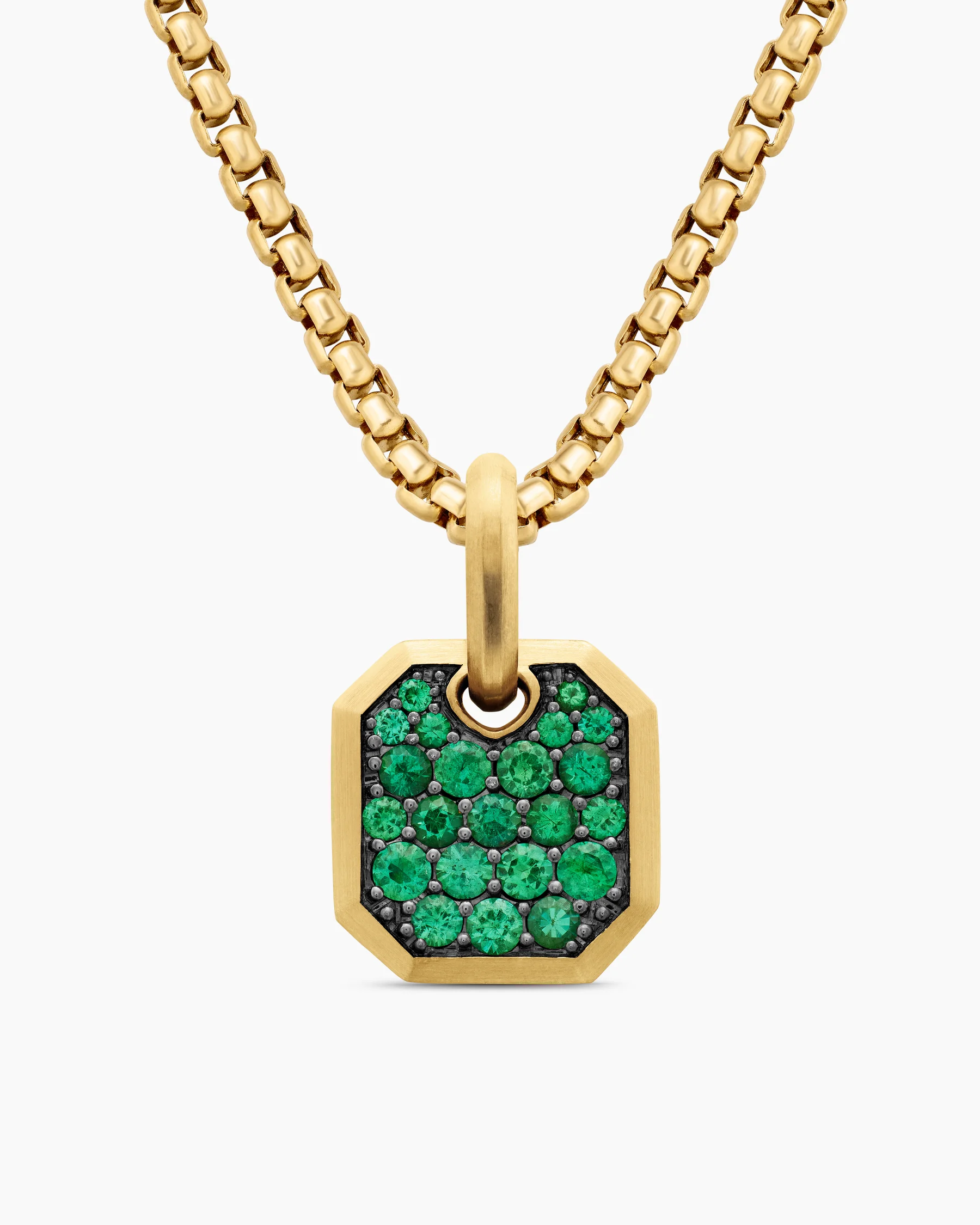 Octagonal Amulet in 18K Yellow Gold with Black Diamonds, 15mm 50 Octagonal Amulet in 18K Yellow Gold with Black Diamonds, 15mm