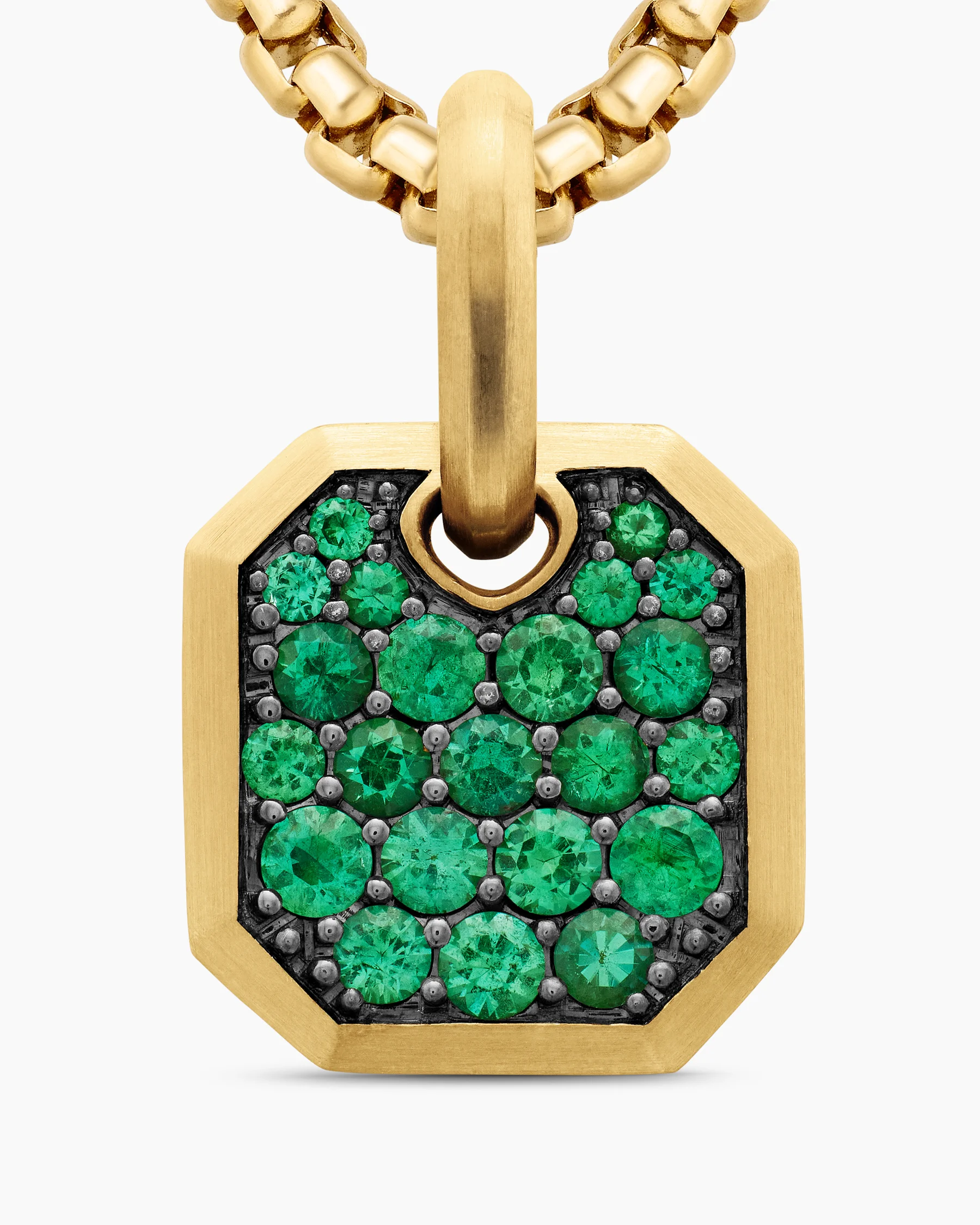 Octagonal Amulet in 18K Yellow Gold with Black Diamonds, 15mm 54 Octagonal Amulet in 18K Yellow Gold with Black Diamonds, 15mm