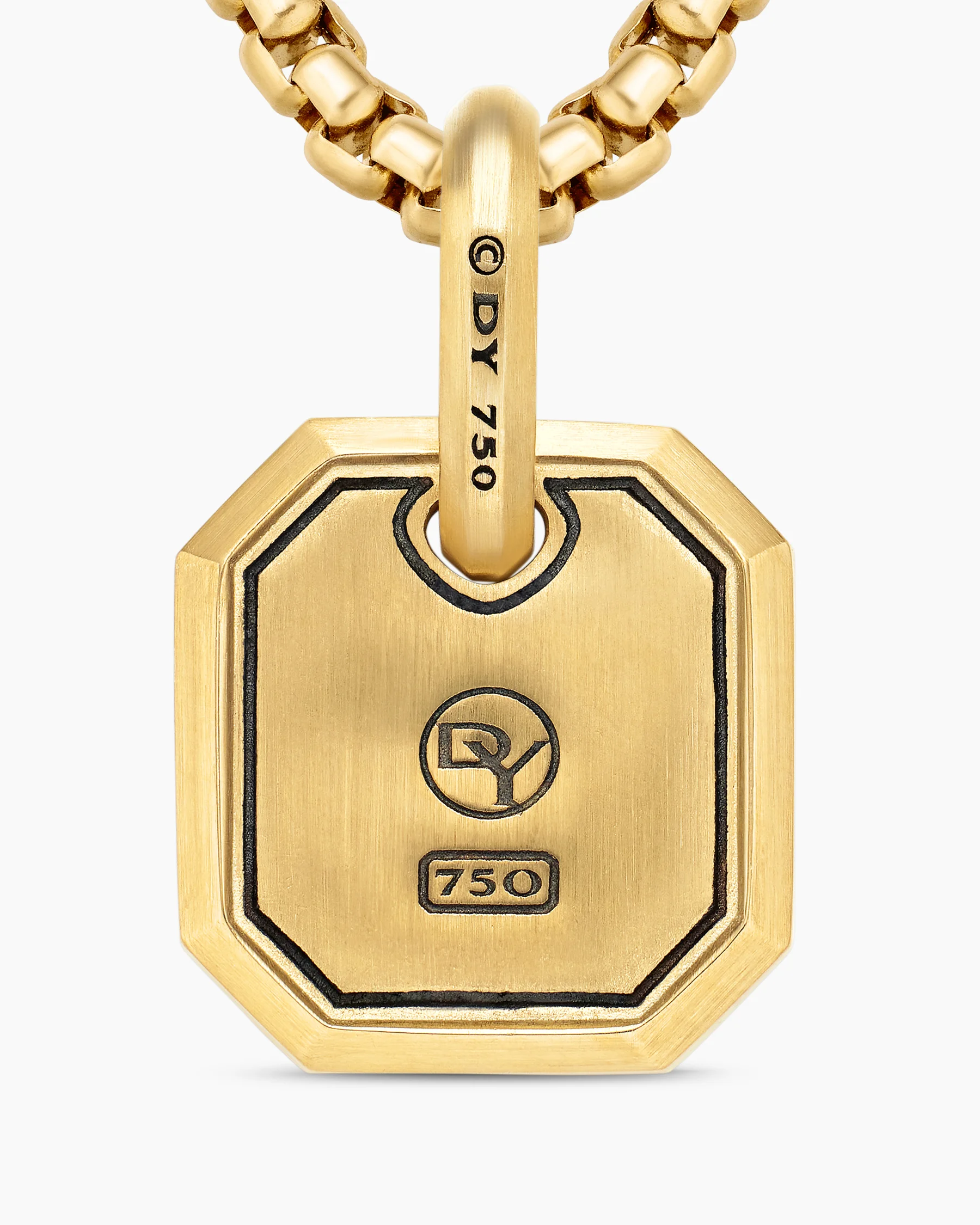 Octagonal Amulet in 18K Yellow Gold with Black Diamonds, 15mm 55 Octagonal Amulet in 18K Yellow Gold with Black Diamonds, 15mm