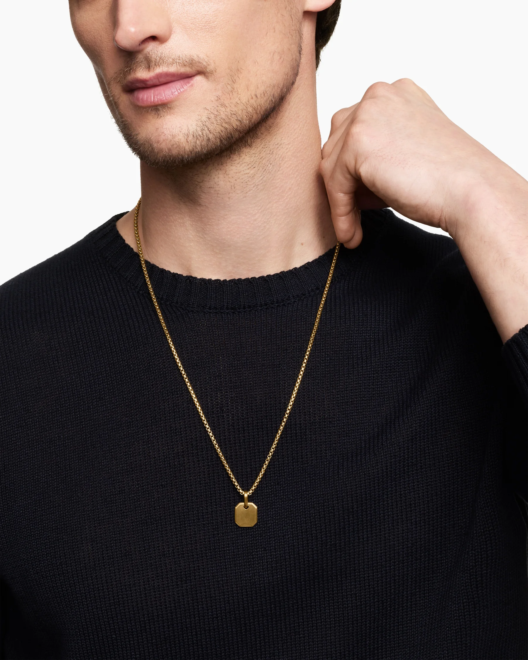 Octagonal Amulet in 18K Yellow Gold with Black Diamonds, 15mm 63 Octagonal Amulet in 18K Yellow Gold with Black Diamonds, 15mm