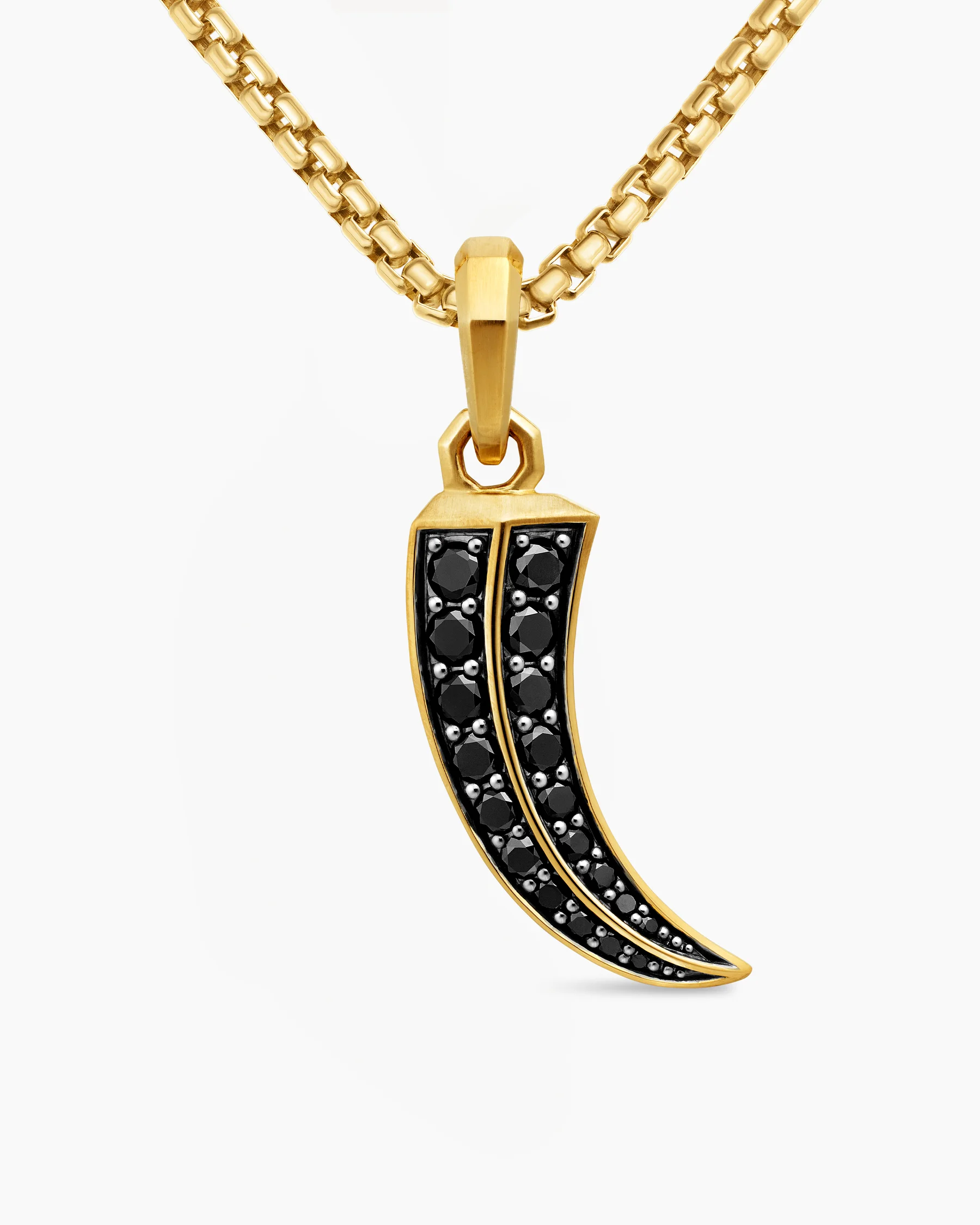 Claw Amulet in 18K Yellow Gold with Black Diamonds, 25mm