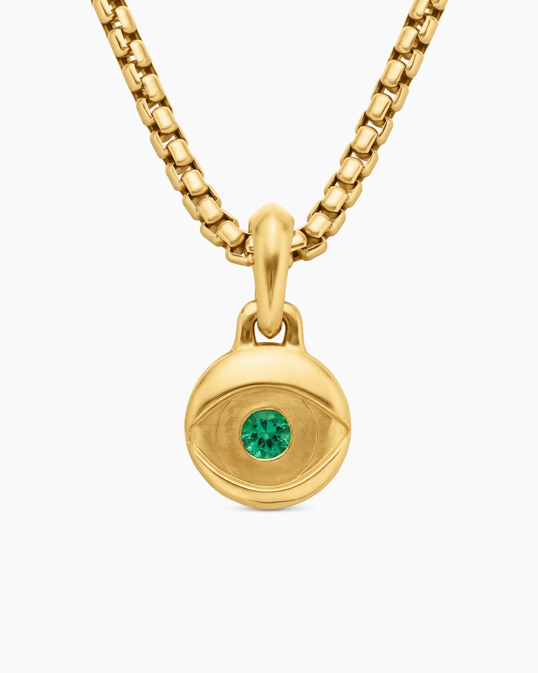 Evil Eye Amulet in 18K Rose Gold with Cognac Diamond, 15mm