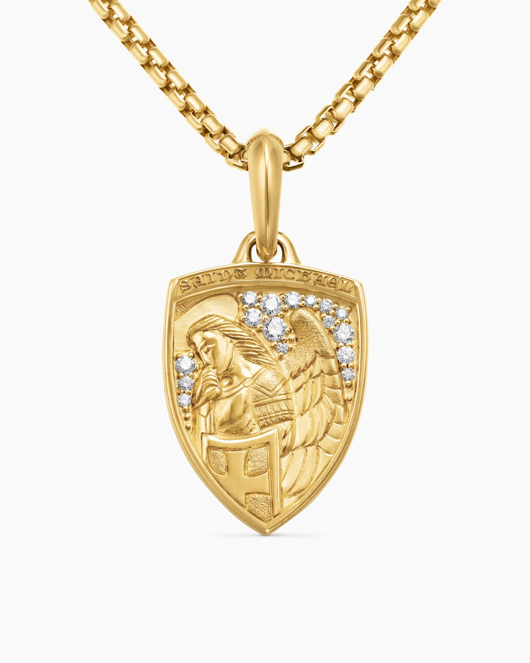 St. Michael Amulet in 18K Yellow Gold with Diamonds, 26mm 67 St. Michael Amulet in 18K Yellow Gold with Diamonds, 26mm