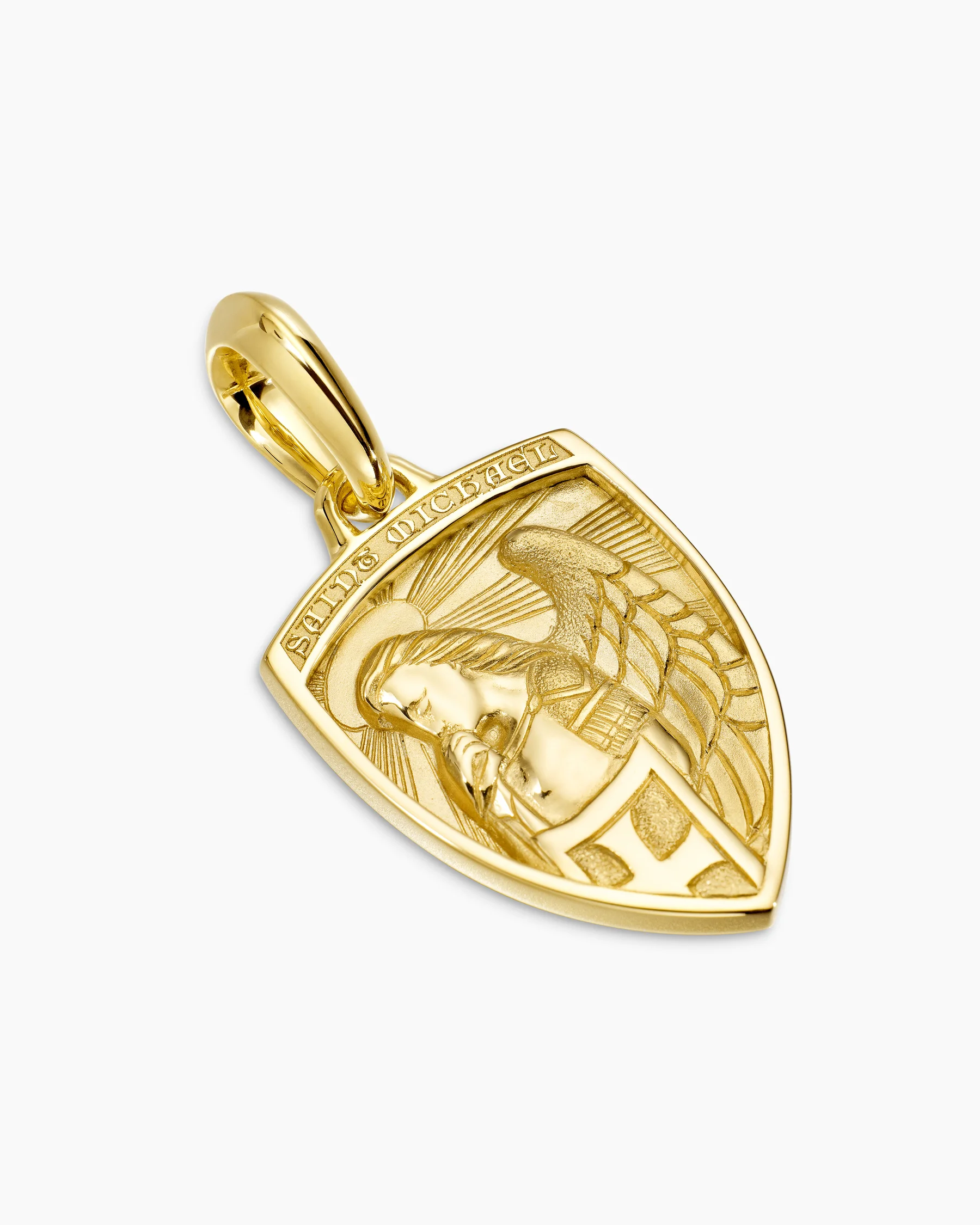 St. Michael Amulet in Sterling Silver with 14K Yellow Gold, 26mm 10 St. Michael Amulet in Sterling Silver with 14K Yellow Gold, 26mm