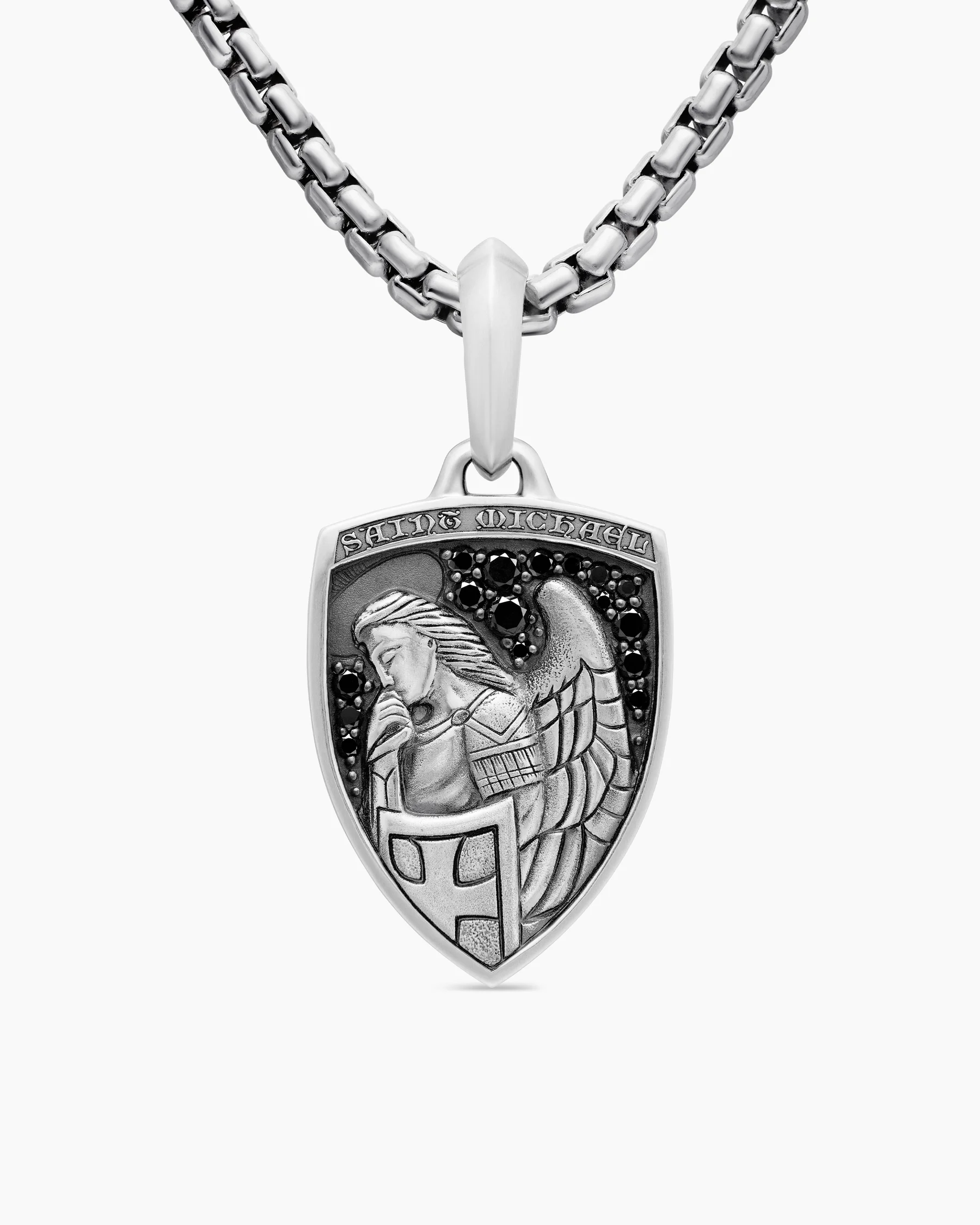 St. Michael Amulet in Sterling Silver with 14K Yellow Gold, 26mm 15 St. Michael Amulet in Sterling Silver with 14K Yellow Gold, 26mm