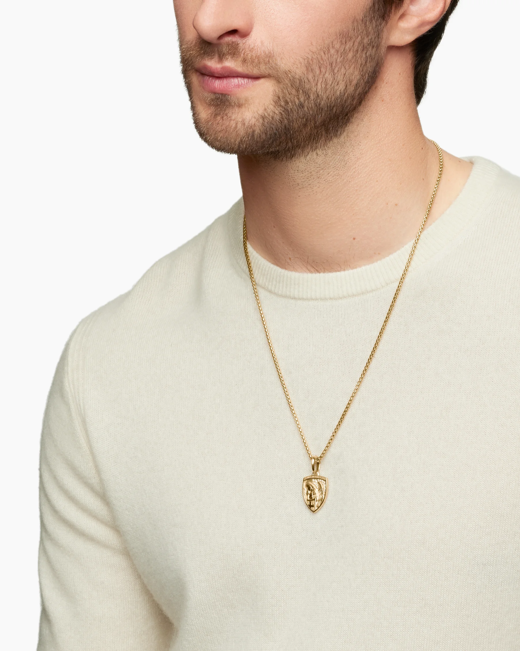St. Michael Amulet in Sterling Silver with 14K Yellow Gold, 26mm 2 St. Michael Amulet in Sterling Silver with 14K Yellow Gold, 26mm
