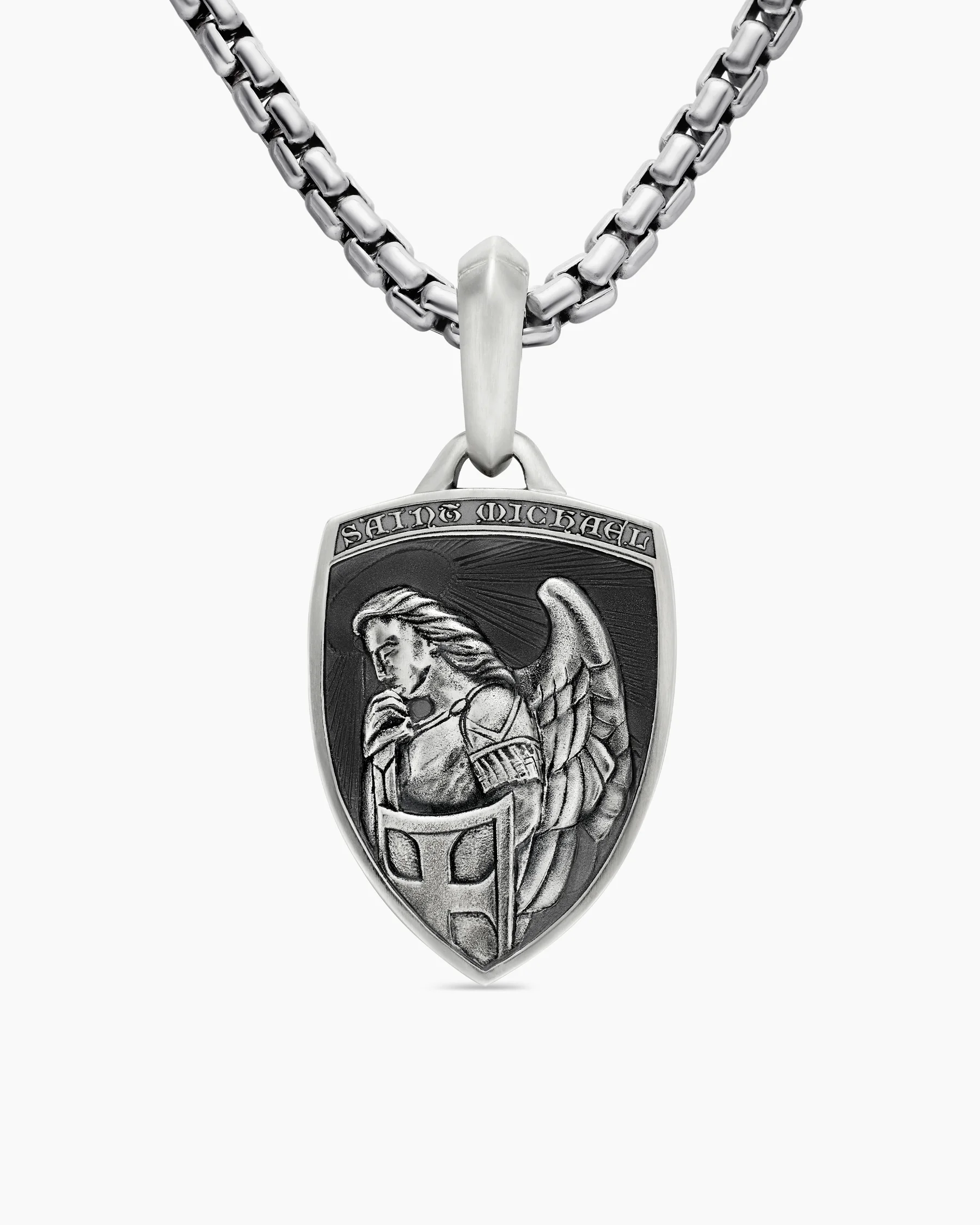 St. Michael Amulet in Sterling Silver with 14K Yellow Gold, 26mm 22 St. Michael Amulet in Sterling Silver with 14K Yellow Gold, 26mm