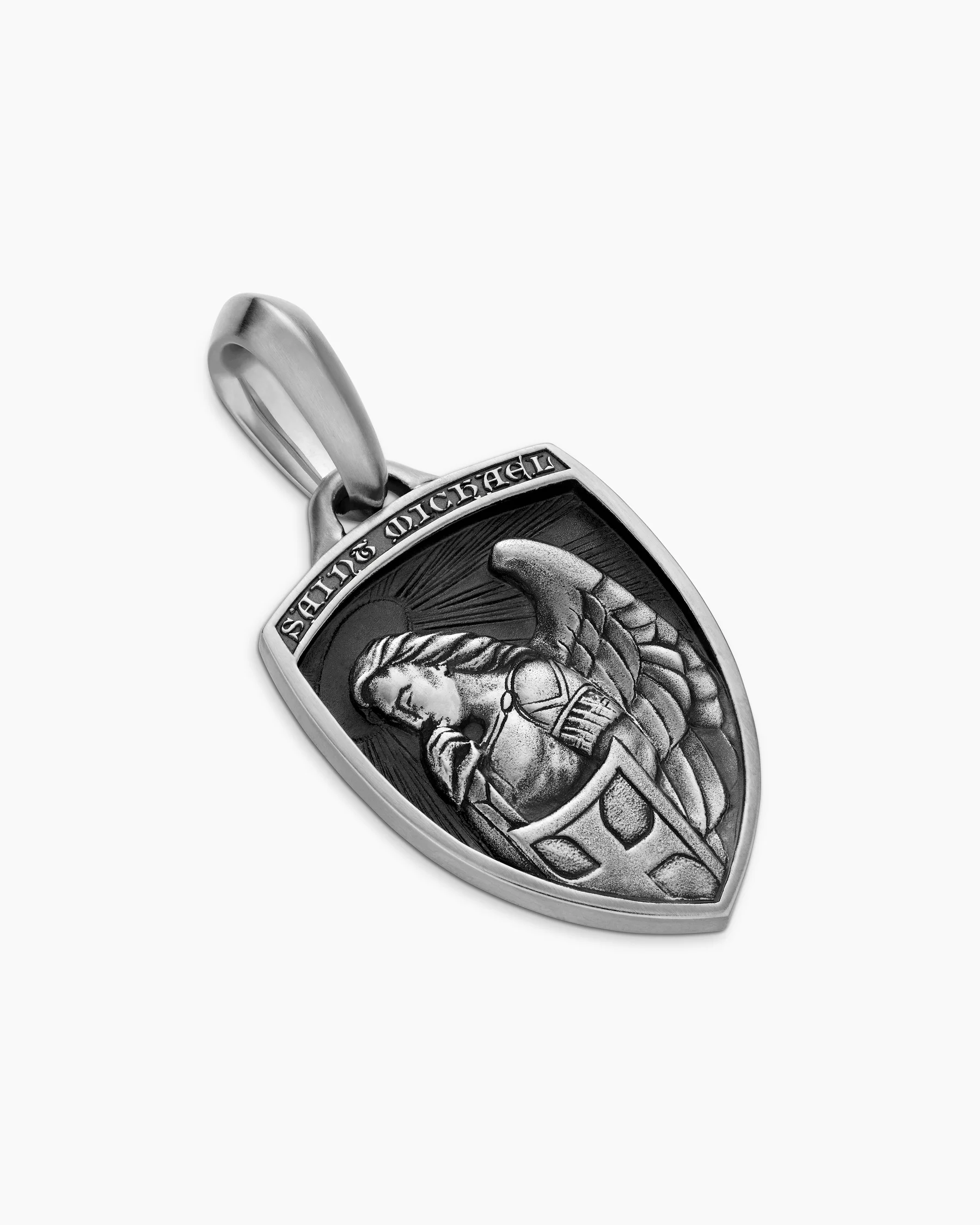 St. Michael Amulet in Sterling Silver with 14K Yellow Gold, 26mm 24 St. Michael Amulet in Sterling Silver with 14K Yellow Gold, 26mm