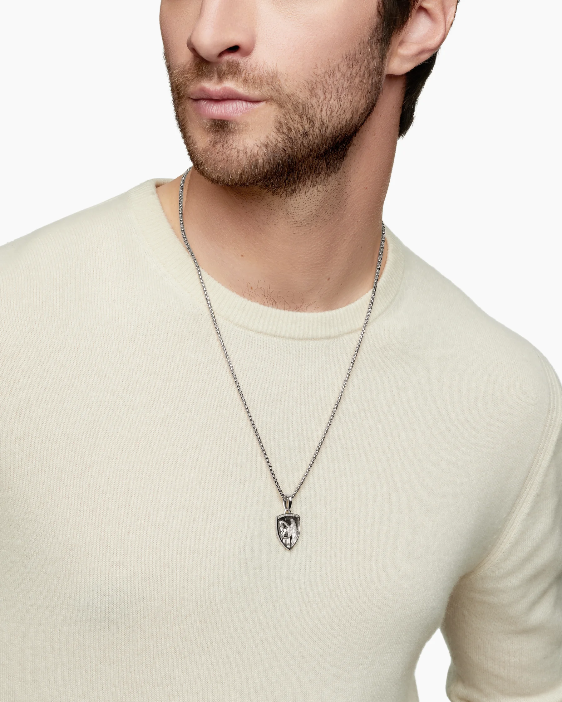 St. Michael Amulet in Sterling Silver with 14K Yellow Gold, 26mm 28 St. Michael Amulet in Sterling Silver with 14K Yellow Gold, 26mm