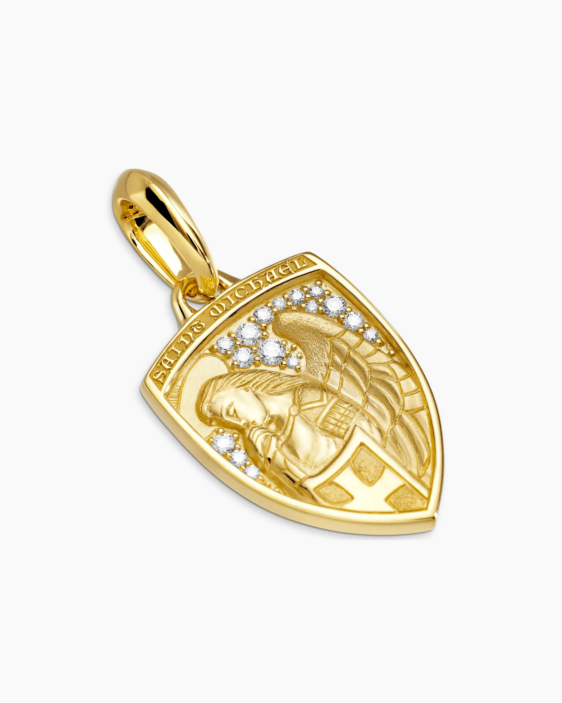 St. Michael Amulet in Sterling Silver with 14K Yellow Gold, 26mm 3 St. Michael Amulet in Sterling Silver with 14K Yellow Gold, 26mm