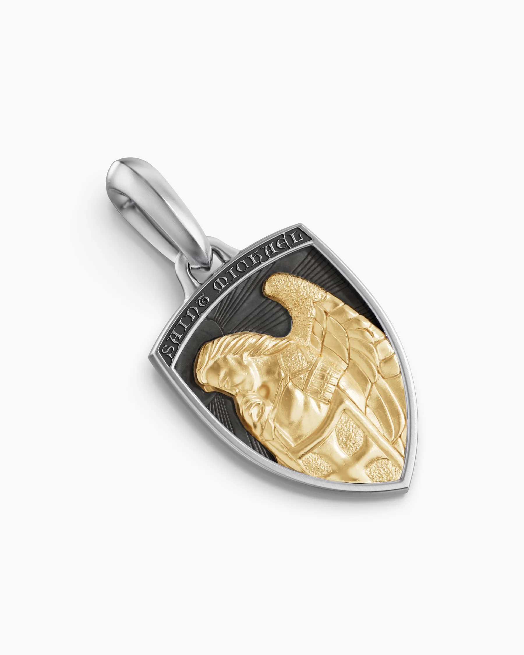 St. Michael Amulet in Sterling Silver with 14K Yellow Gold, 26mm 31 St. Michael Amulet in Sterling Silver with 14K Yellow Gold, 26mm