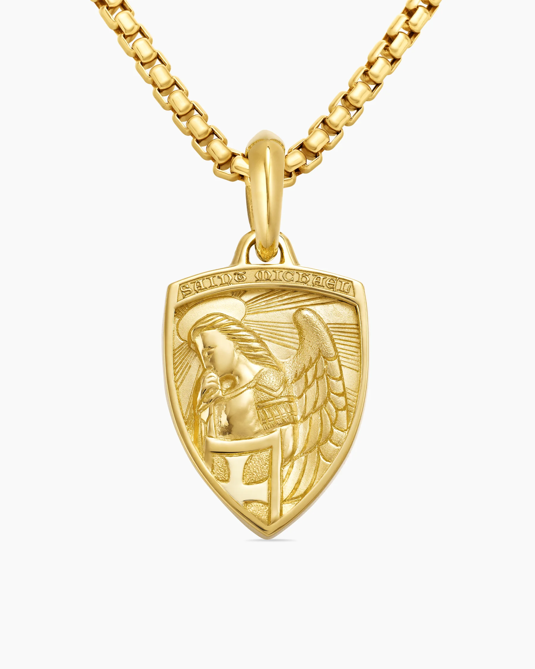 St. Michael Amulet in Sterling Silver with 14K Yellow Gold, 26mm 8 St. Michael Amulet in Sterling Silver with 14K Yellow Gold, 26mm