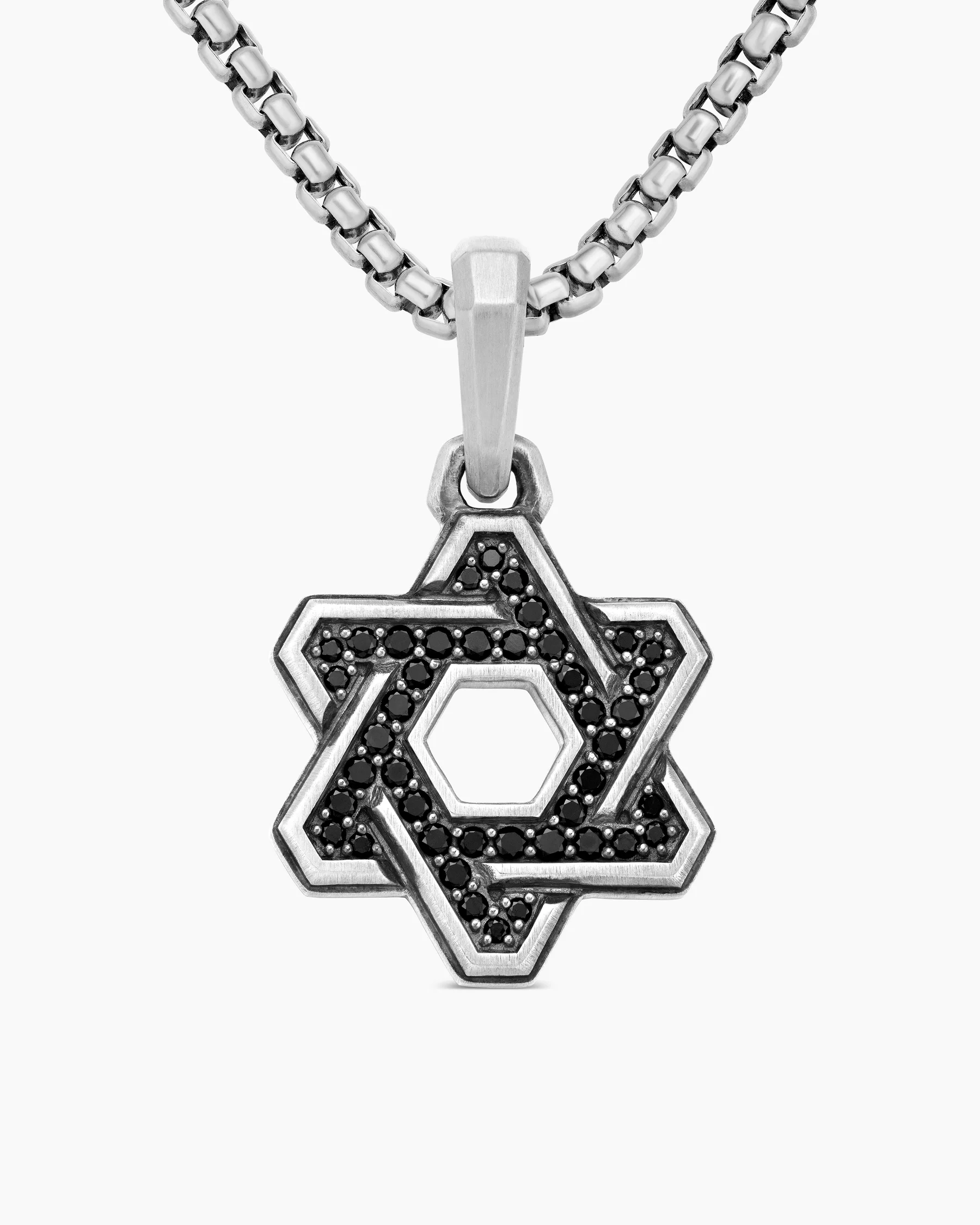 Deco Star of David Pendant in 18K Yellow Gold, 19.5mm