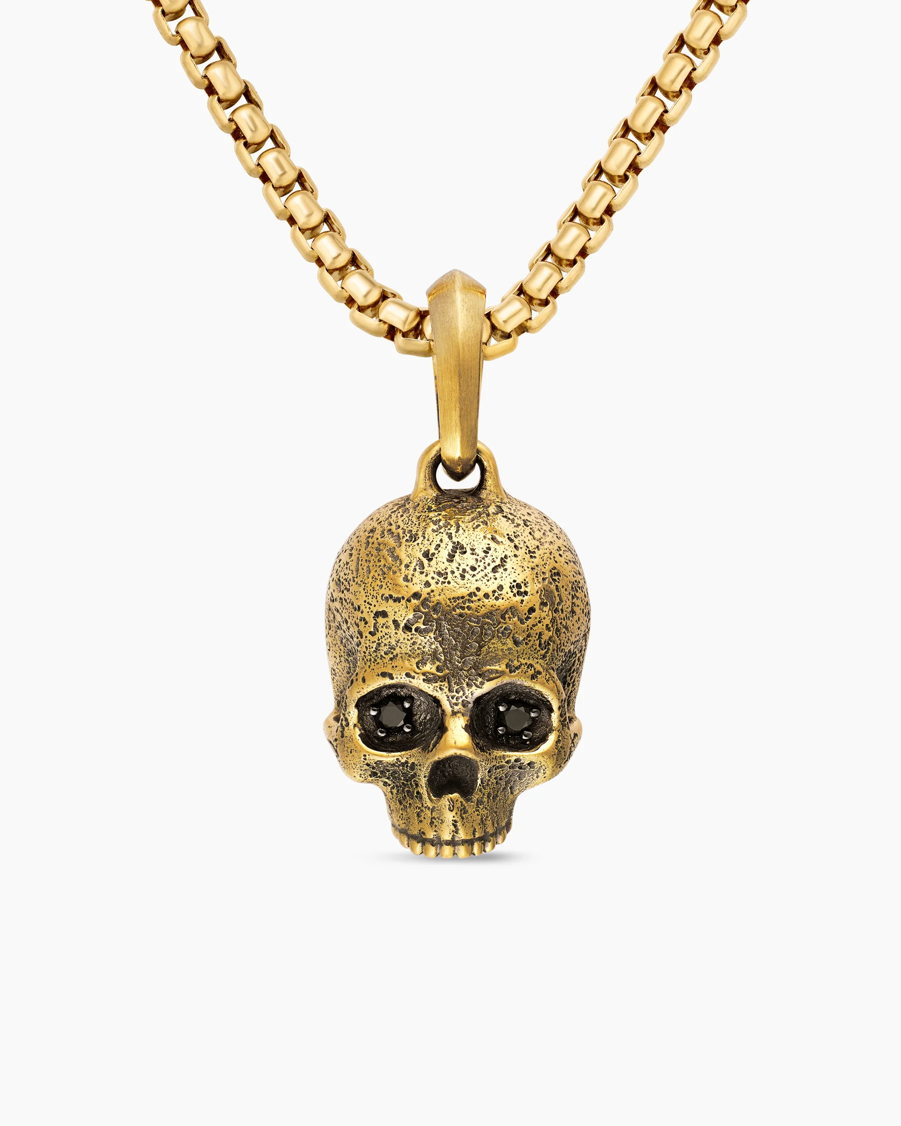 Memento Mori Skull Amulet in Sterling Silver with Pavé Black Diamonds, 18mm