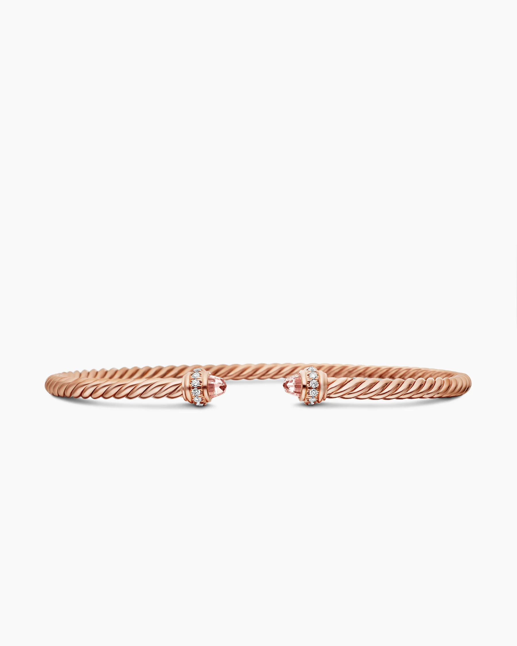Classic Cablespira® Flex Bracelet in 18K Rose Gold with Morganite and Diamonds, 3mm